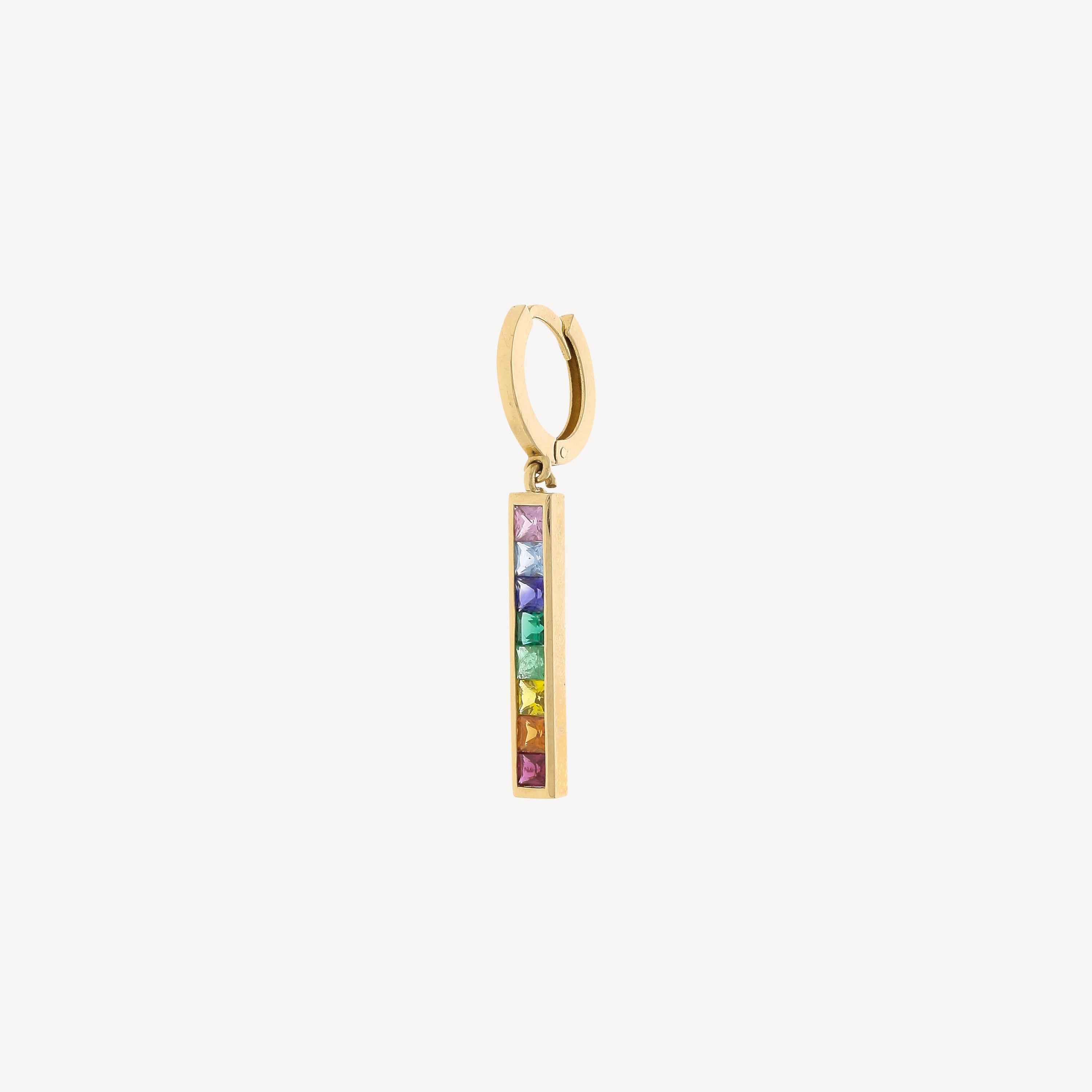 Rose Gold Rainbow Initial Earring