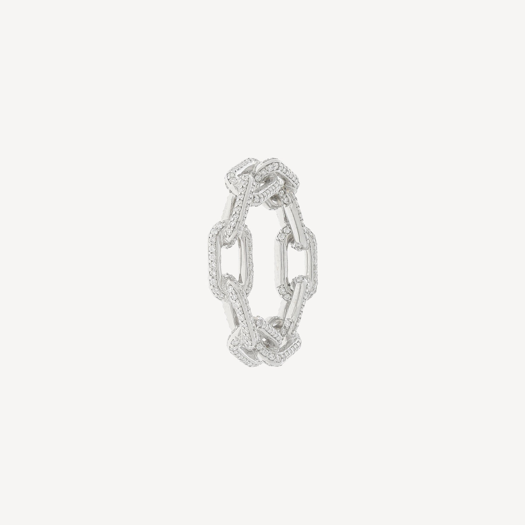 Saxon White Gold All Diamond Large Chain Link Ring