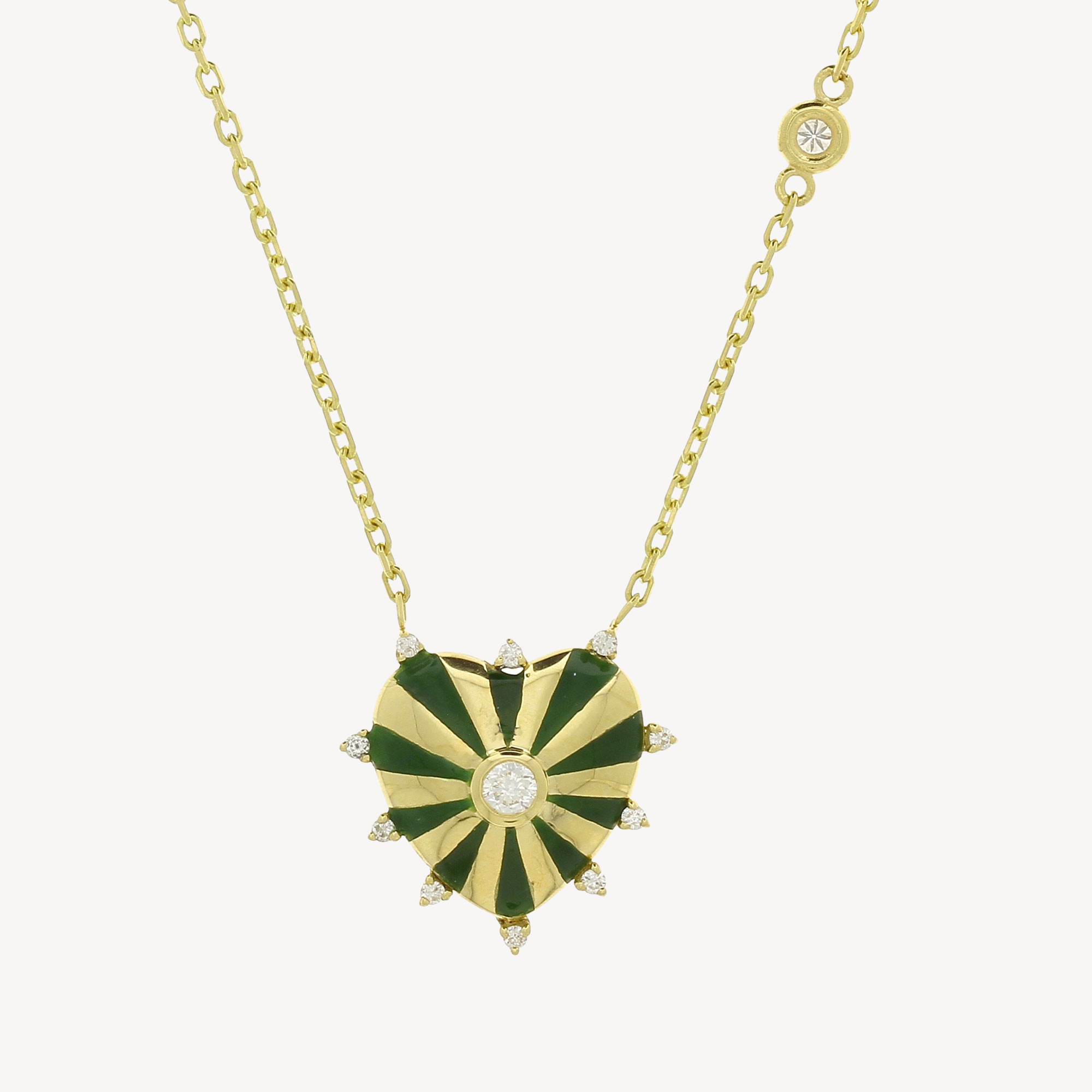 Small Mila Heart Green Enamel Necklace