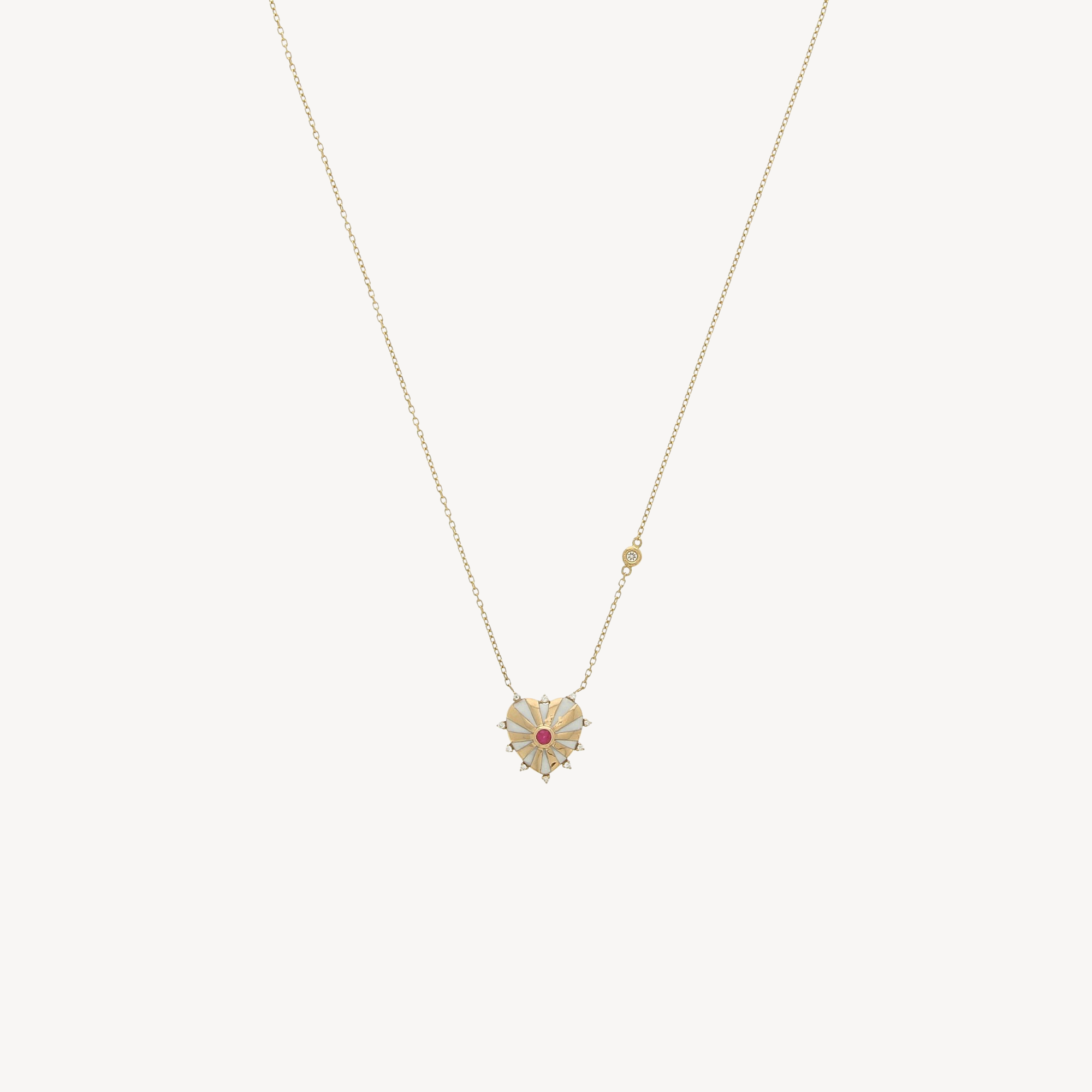 Small Mila Heart White Enamel Necklace