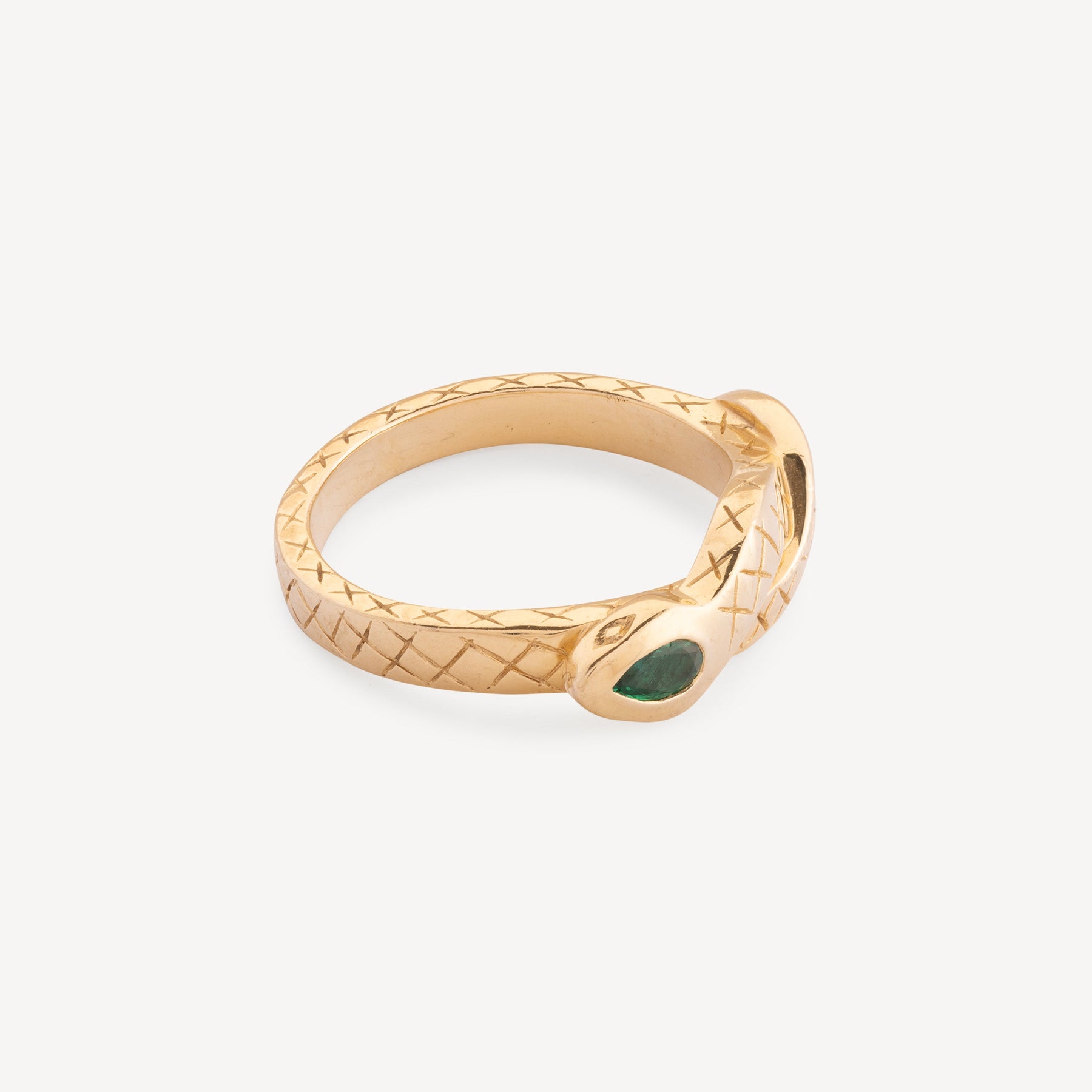 Sophia Serpent Ring with Pear Emerald