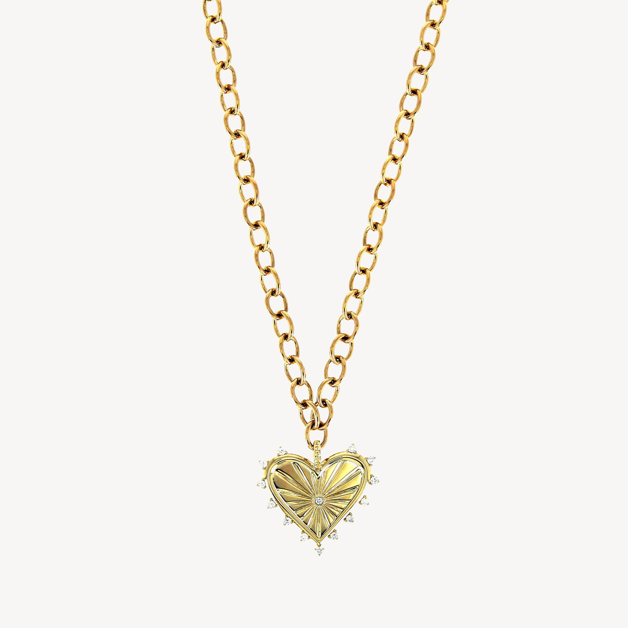 Spiked Heart Necklace White Diamond