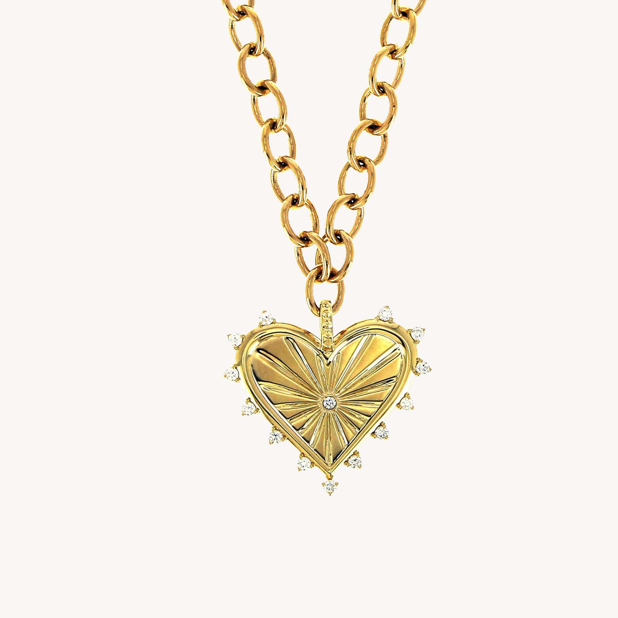 Spiked Heart Necklace White Diamond