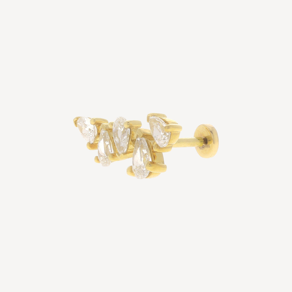 Yellow Gold Diamond Five Spaced Pears Stud