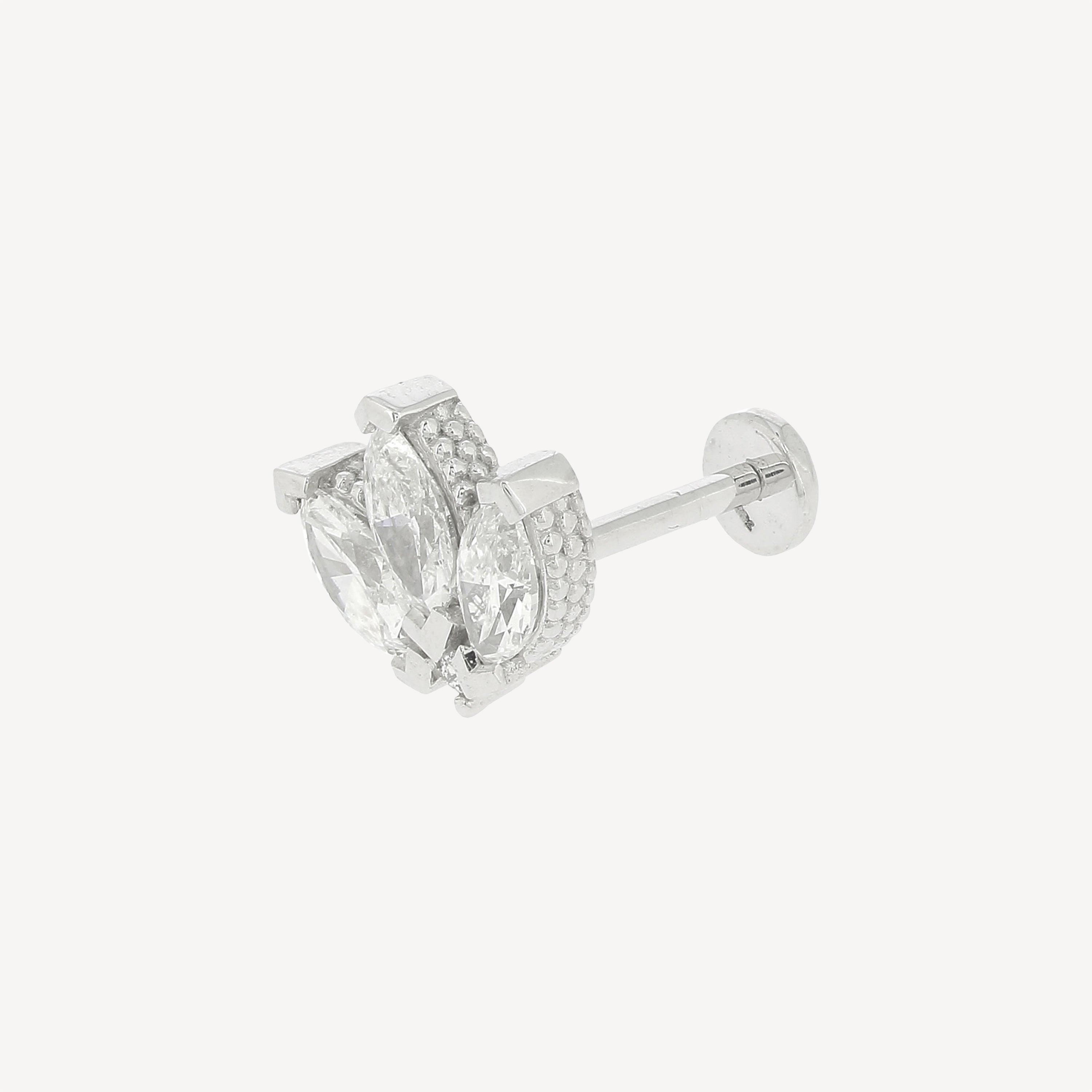 Marquise Flower Stud White Gold