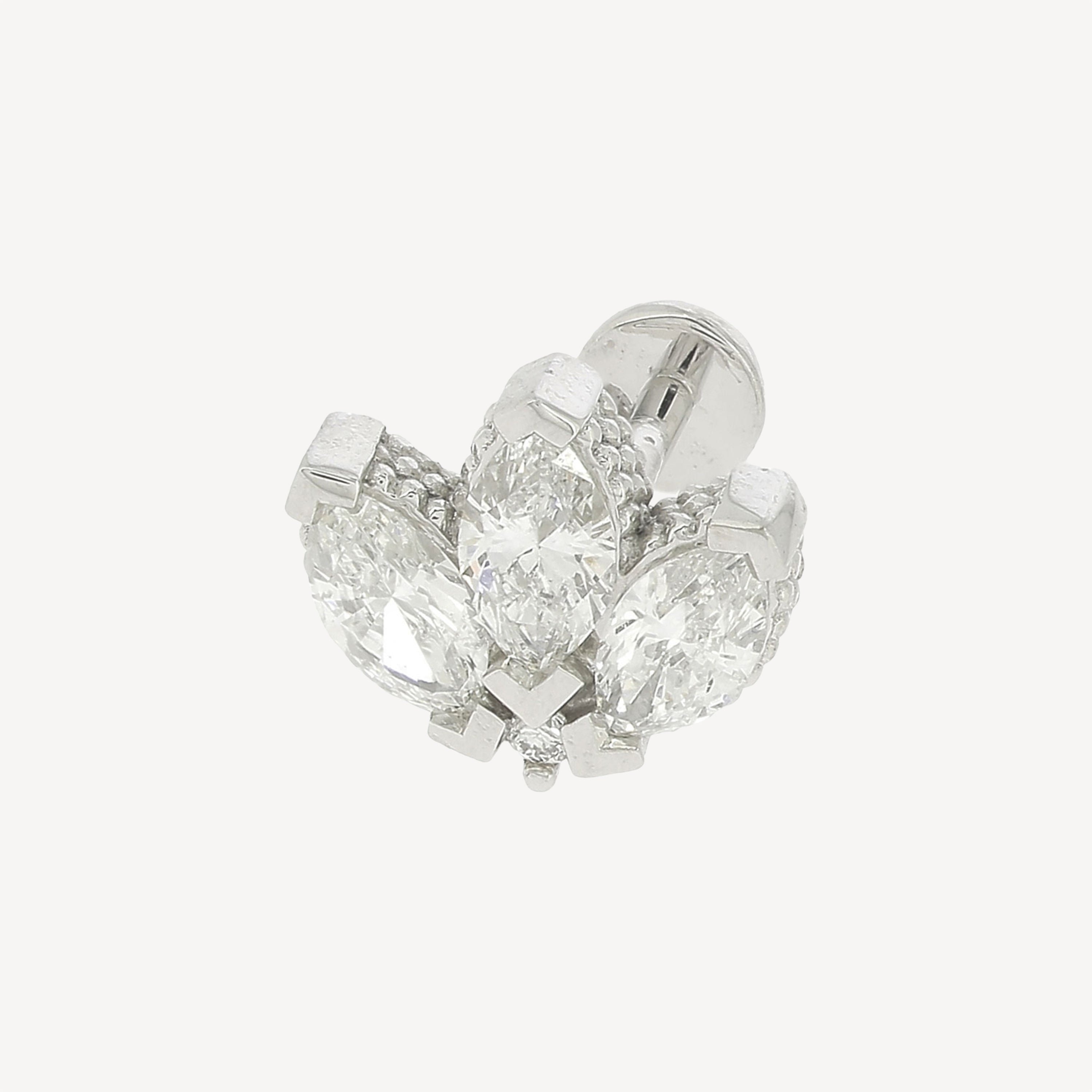 Marquise Flower Stud White Gold