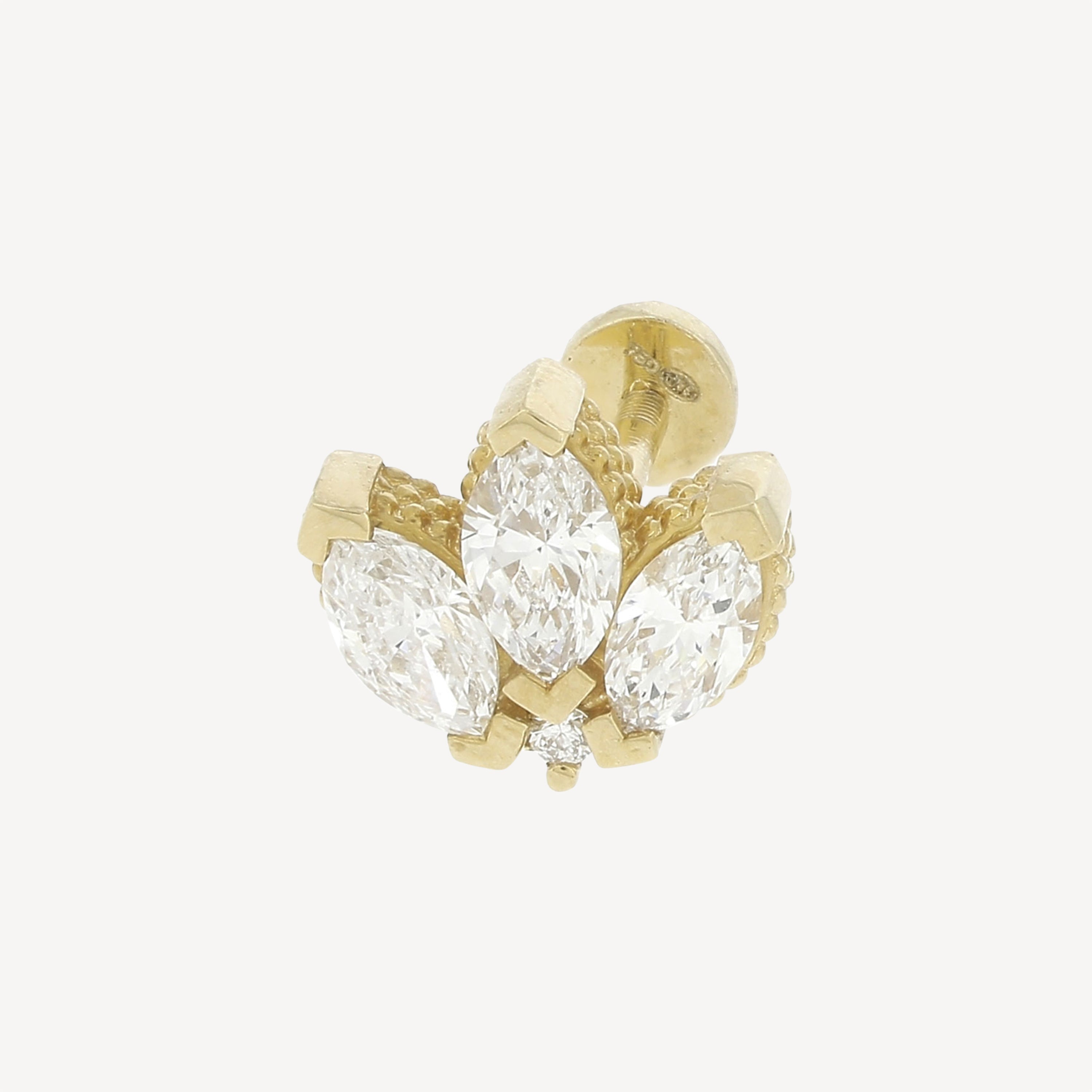 Flower Marquise Stud Yellow Gold