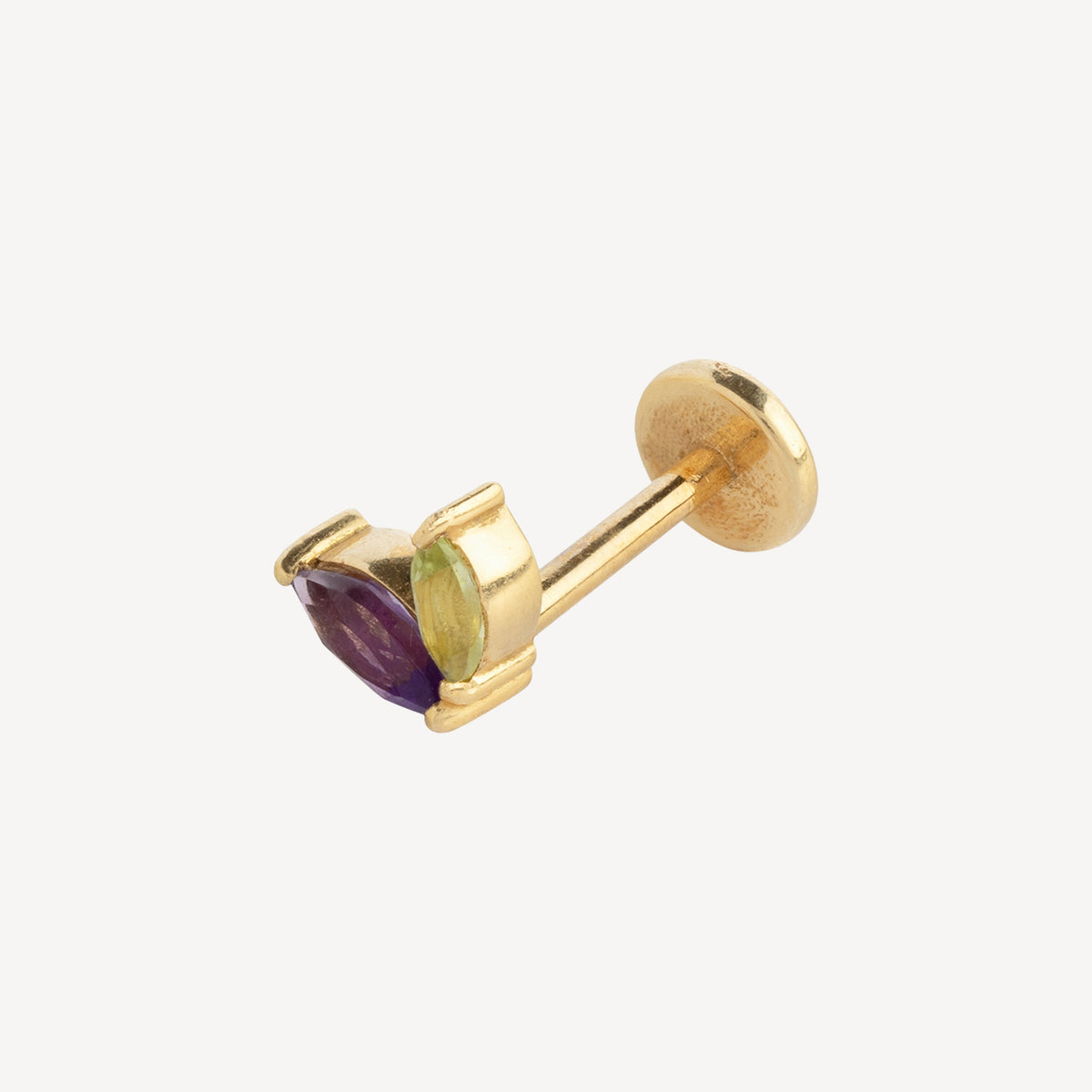 Yellow Gold Amethyst and Topaz Marquise Stud