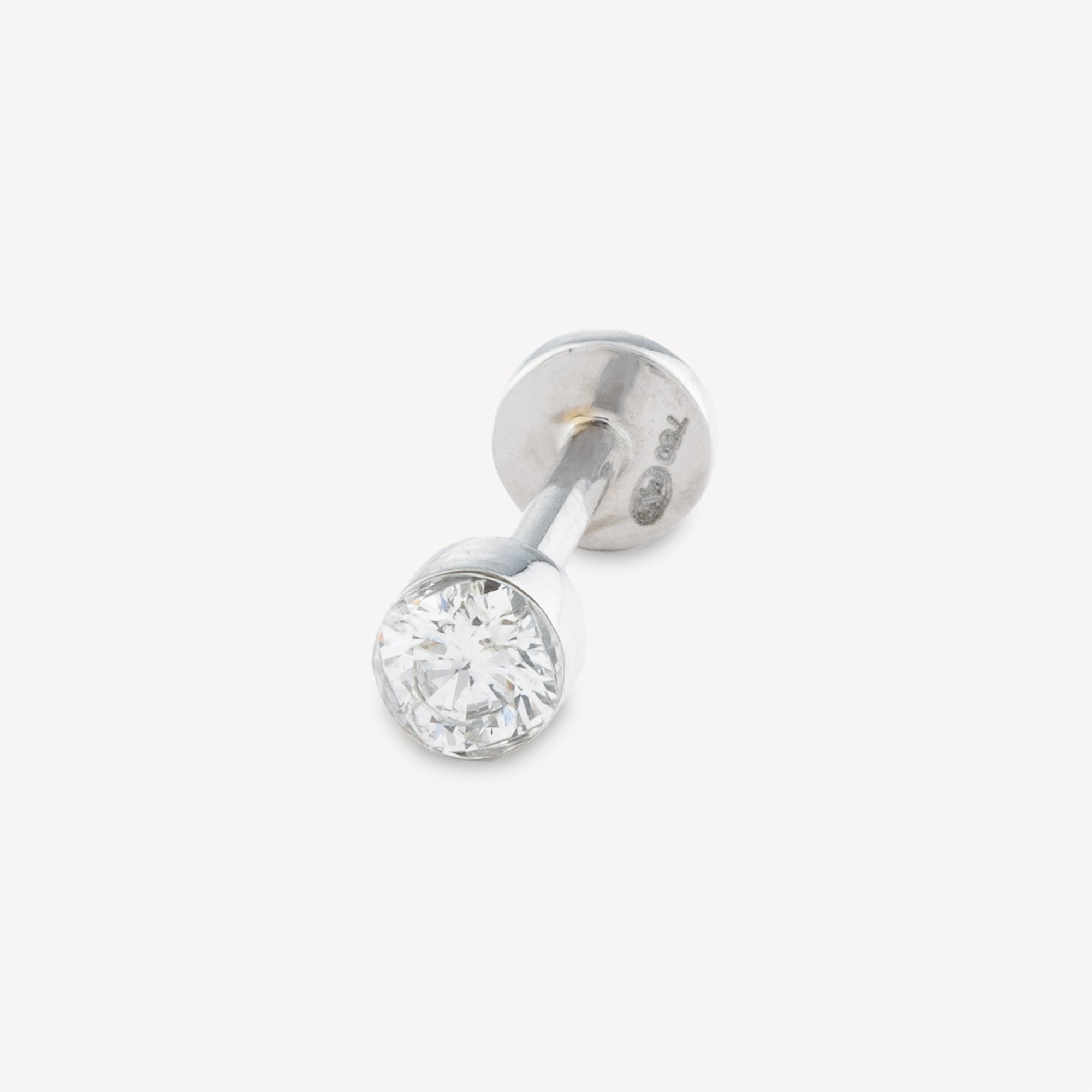 Stud Piercing 8mm White Gold Diamond 3mm Invisible Set