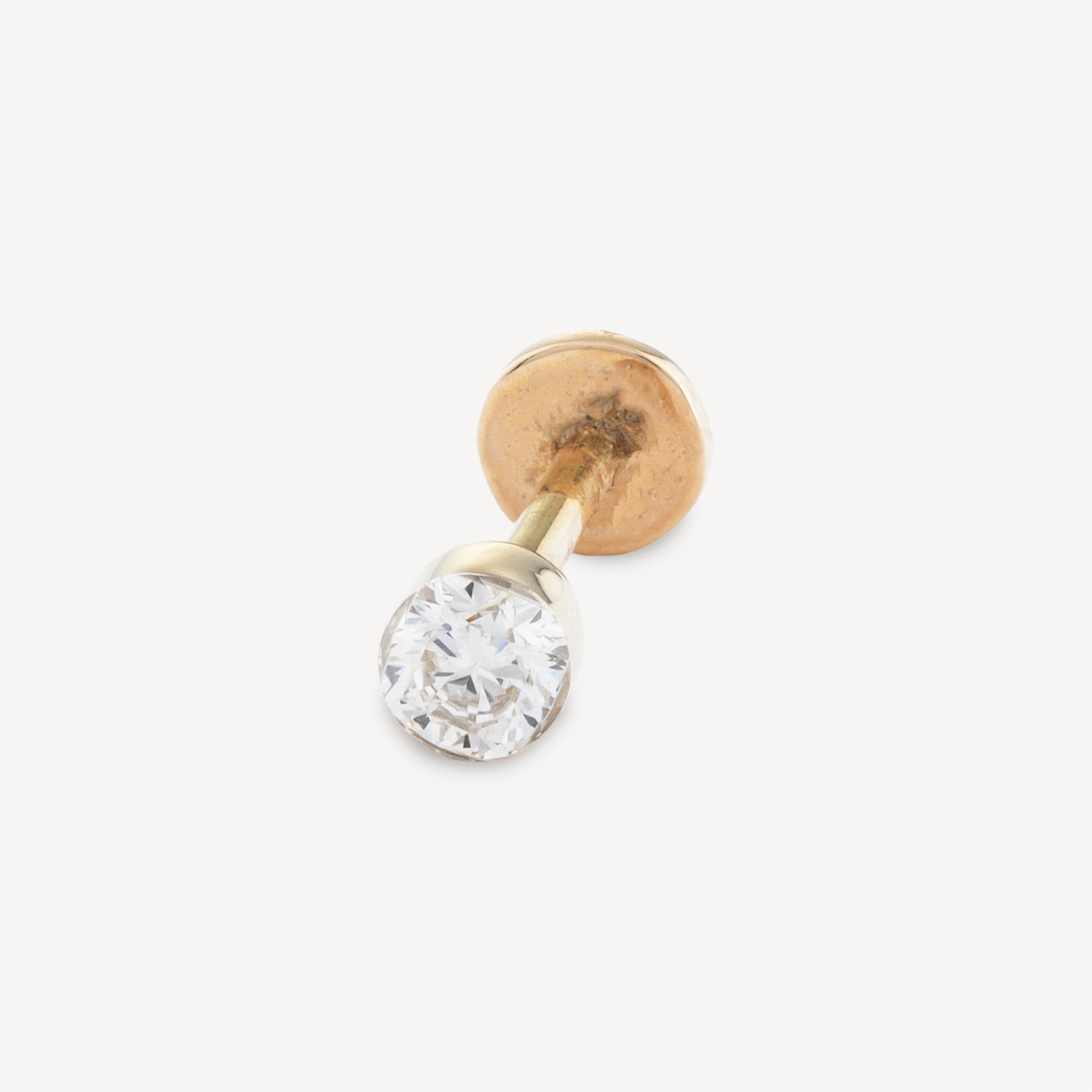 Stud Piercing 8mm Yellow Gold Diamond 3mm Invisible Set