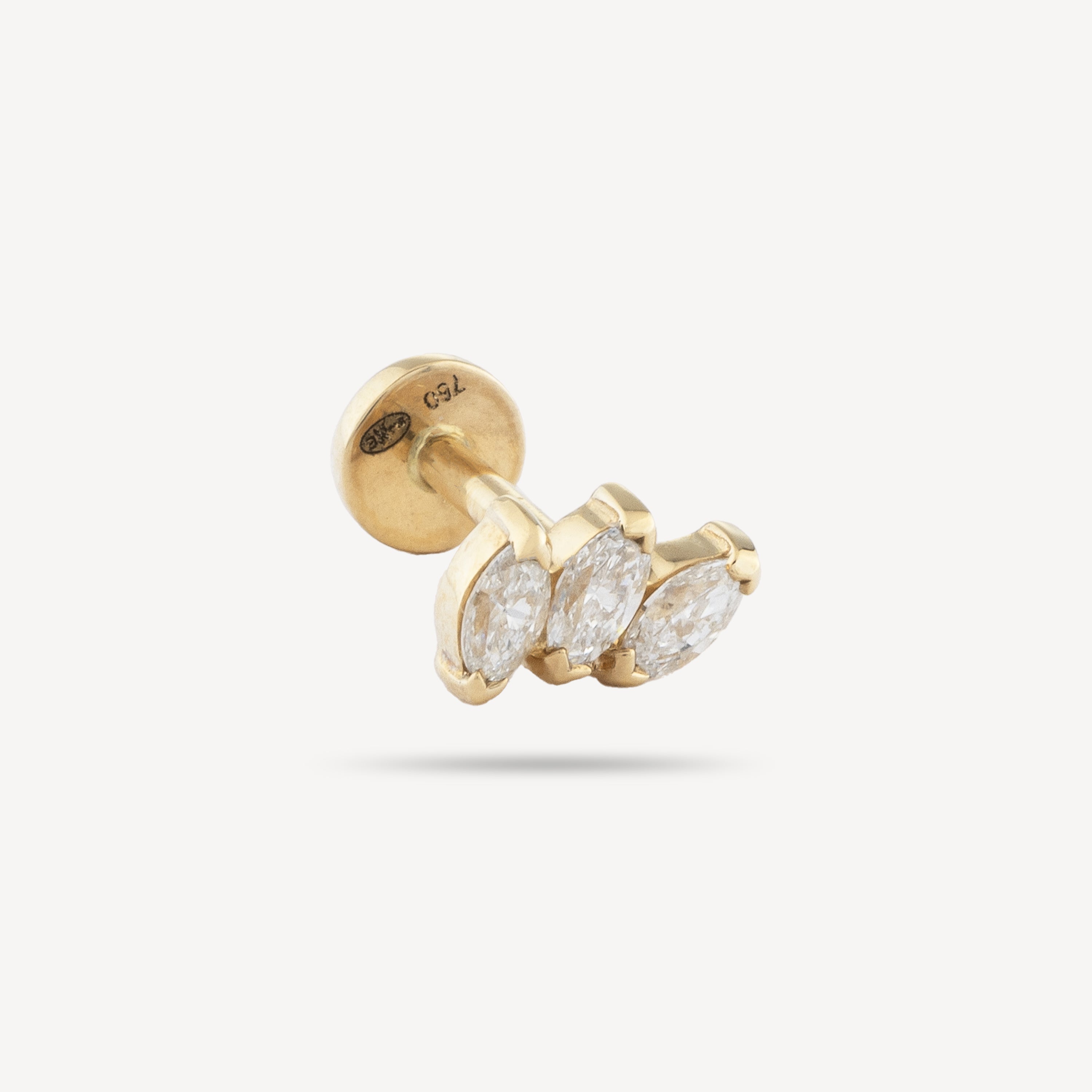 Stud Piercing Yellow Gold 3 Marquises