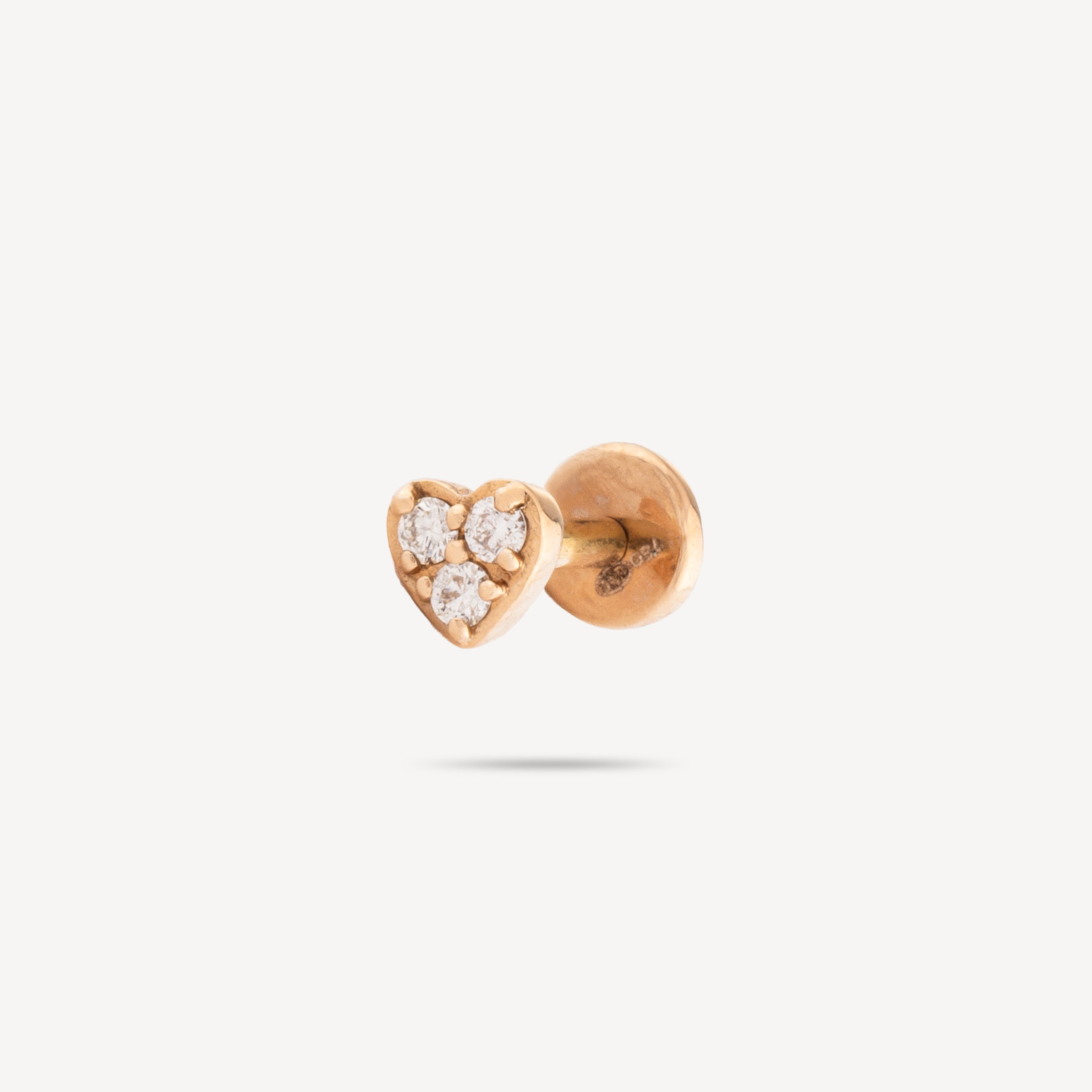 Stud Piercing Rose Gold Mini Pave Heart