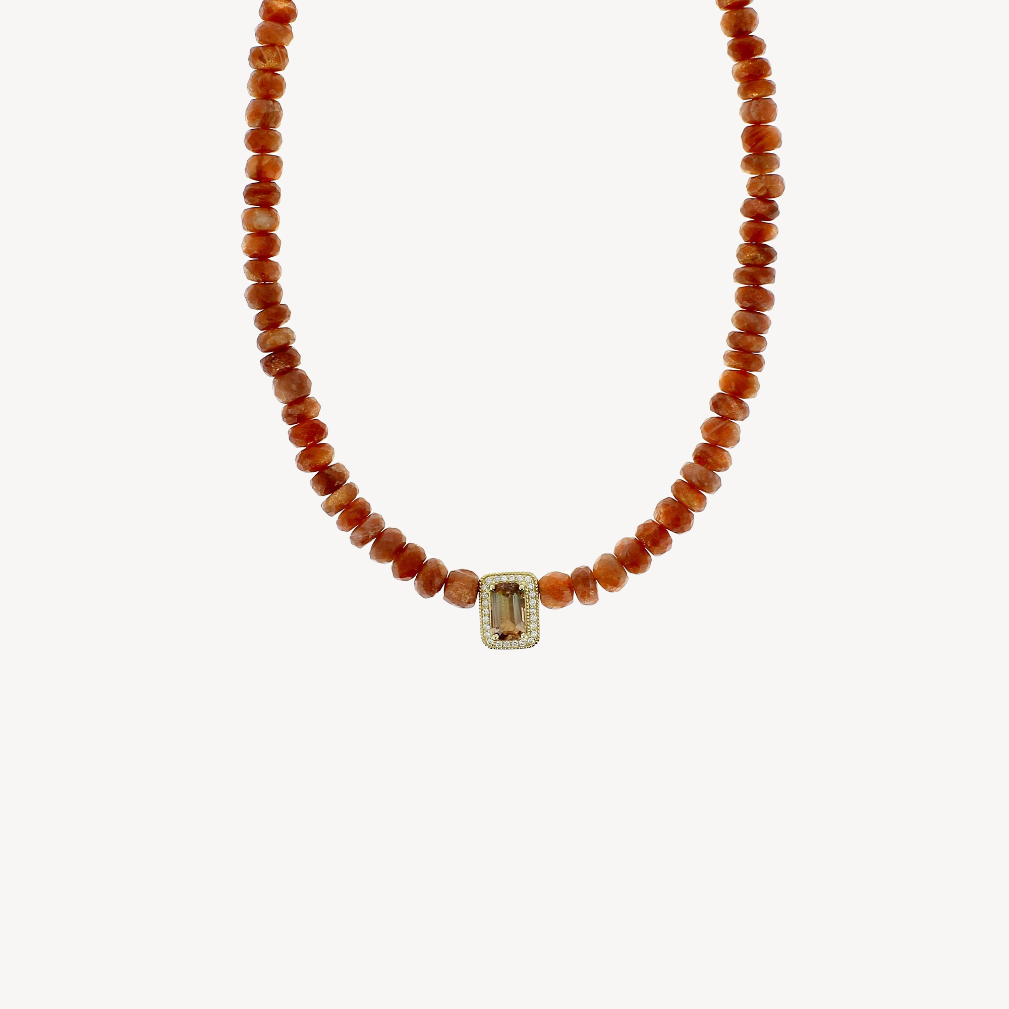 Sunstone Rectangle Beaded Necklace