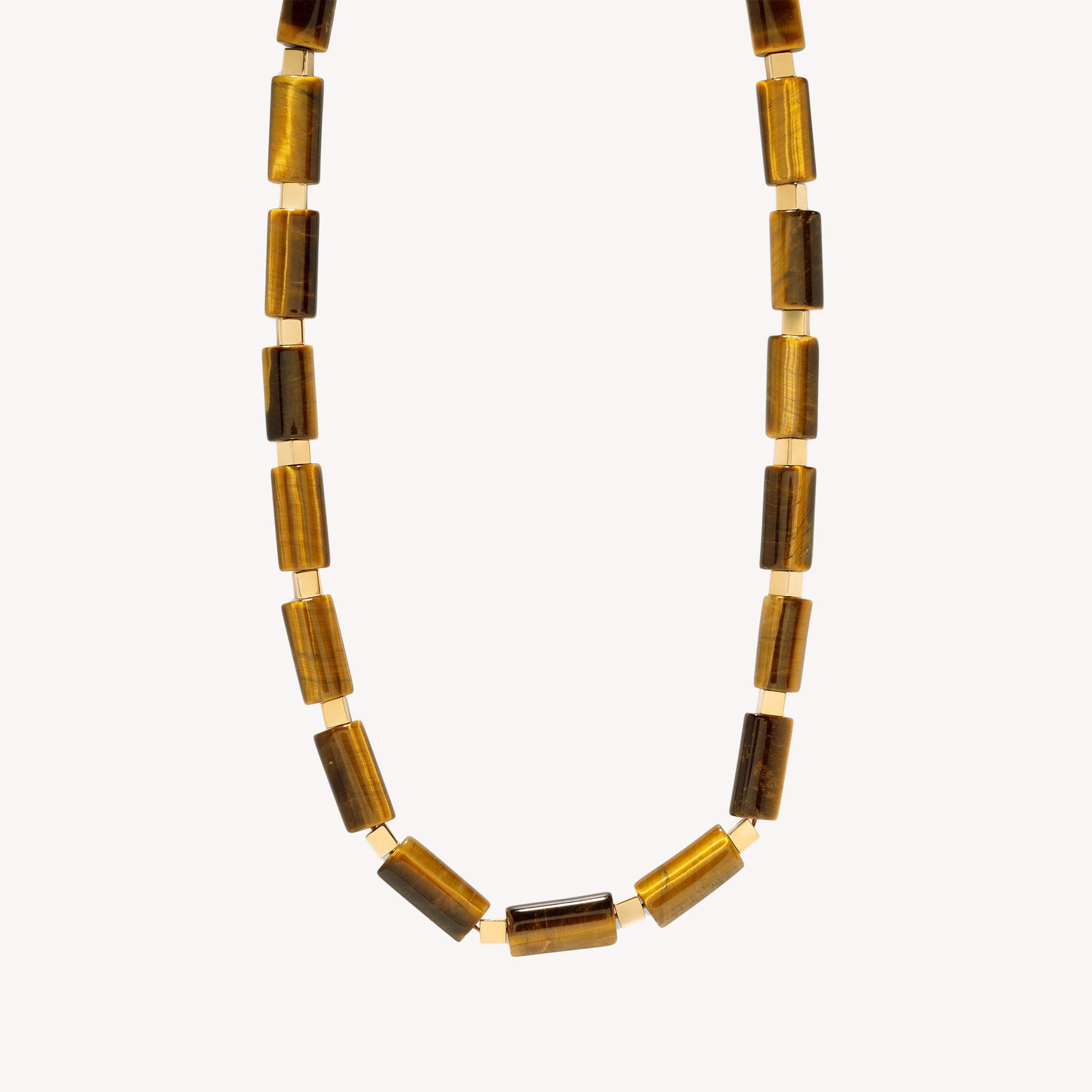 Tiger's Eye and Gold Bar Bead Necklace