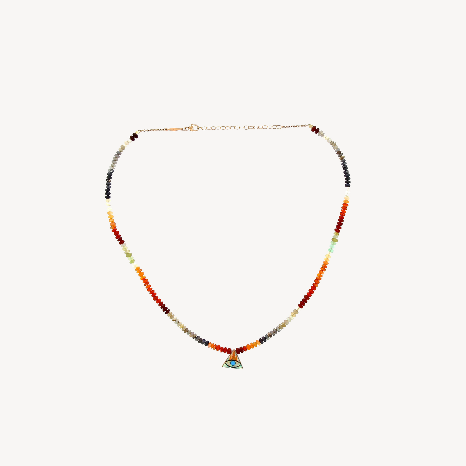 Triangle Eye Multi Opal Beaded Necklace