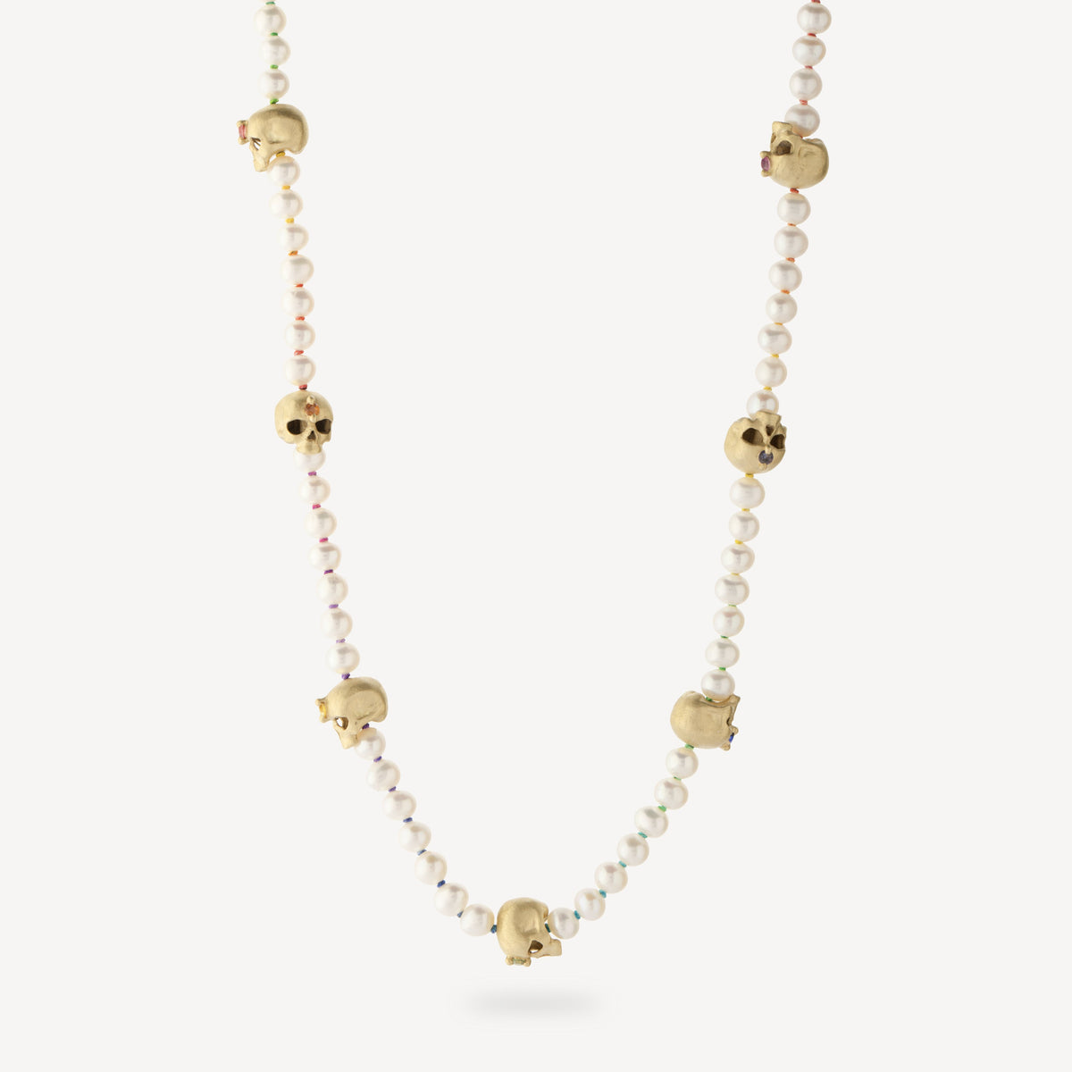 White pearl hopes & dreams skull necklace