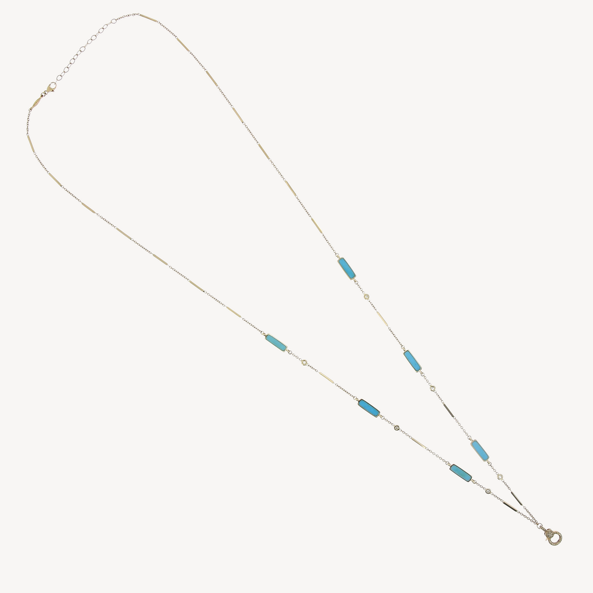 Yellow gold 6 link turquoise charm necklace