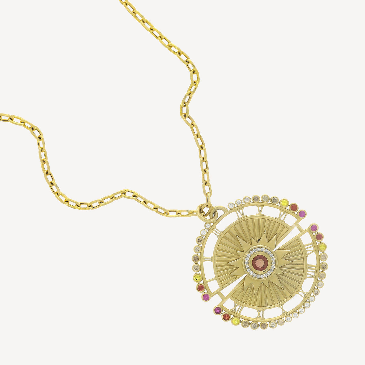Yellow Gold Wheel of Day Necklace