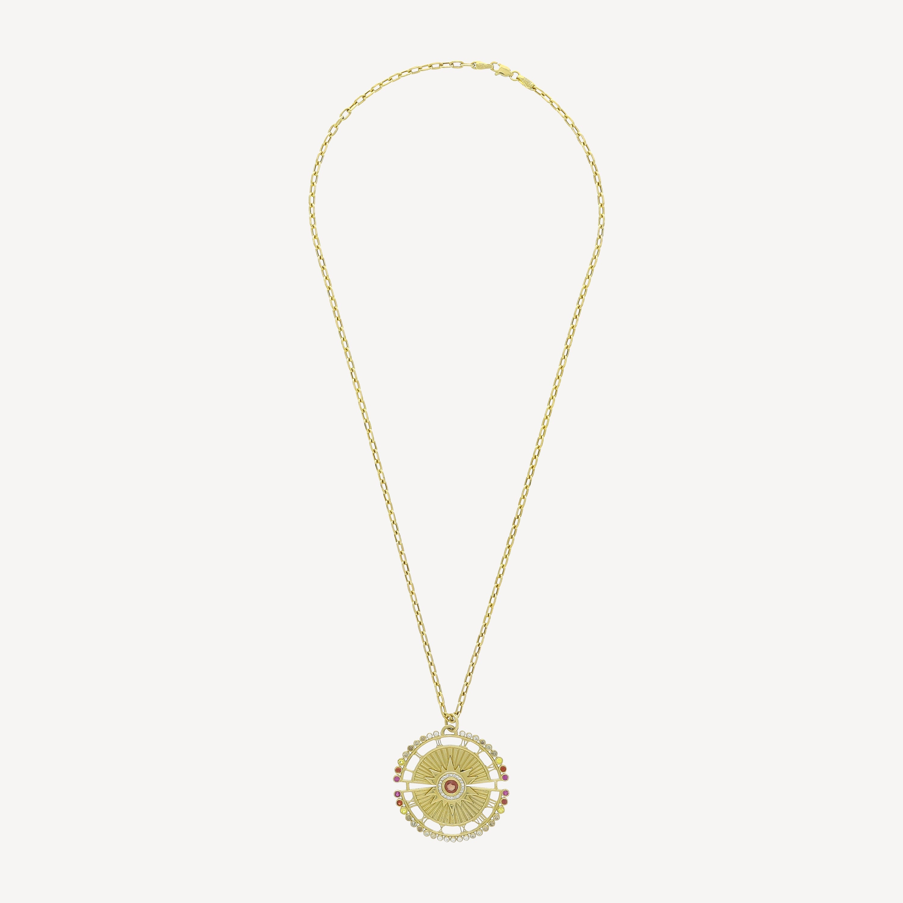 Yellow Gold Wheel of Day Necklace