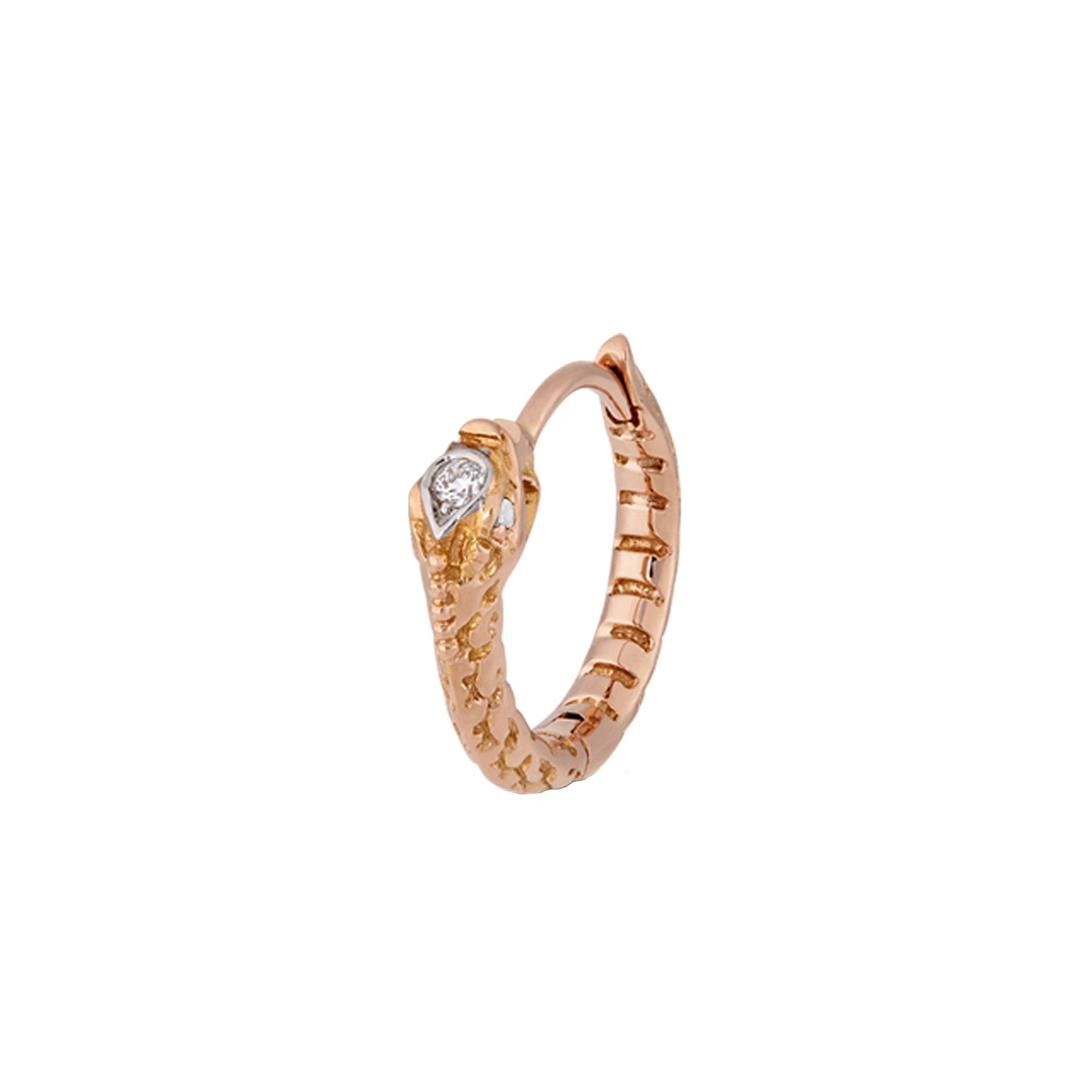 6.5mm Diamond Ourobouros Earring Rose Gold