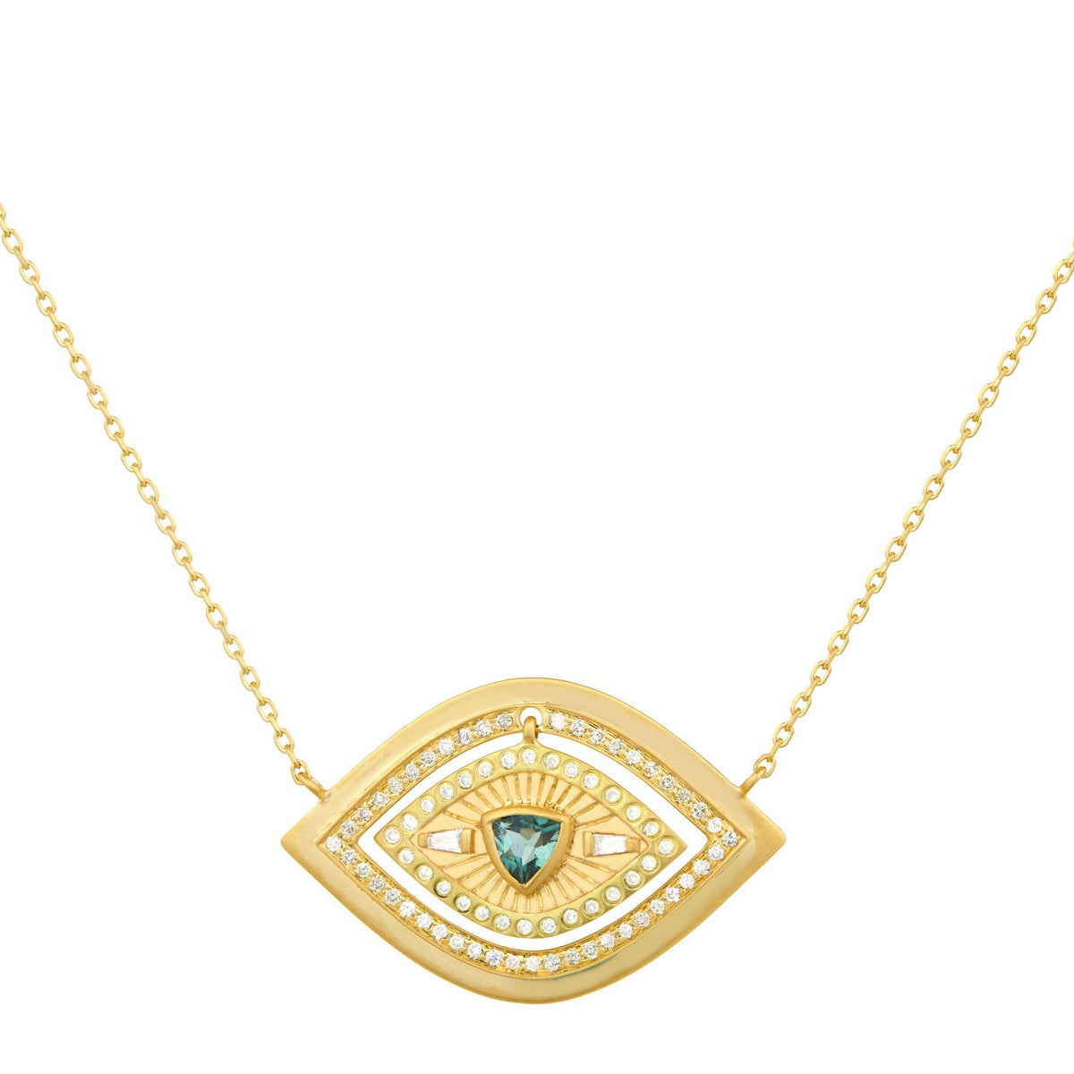 Full Eye Diamonds & Trilyan Tourmaline Necklace