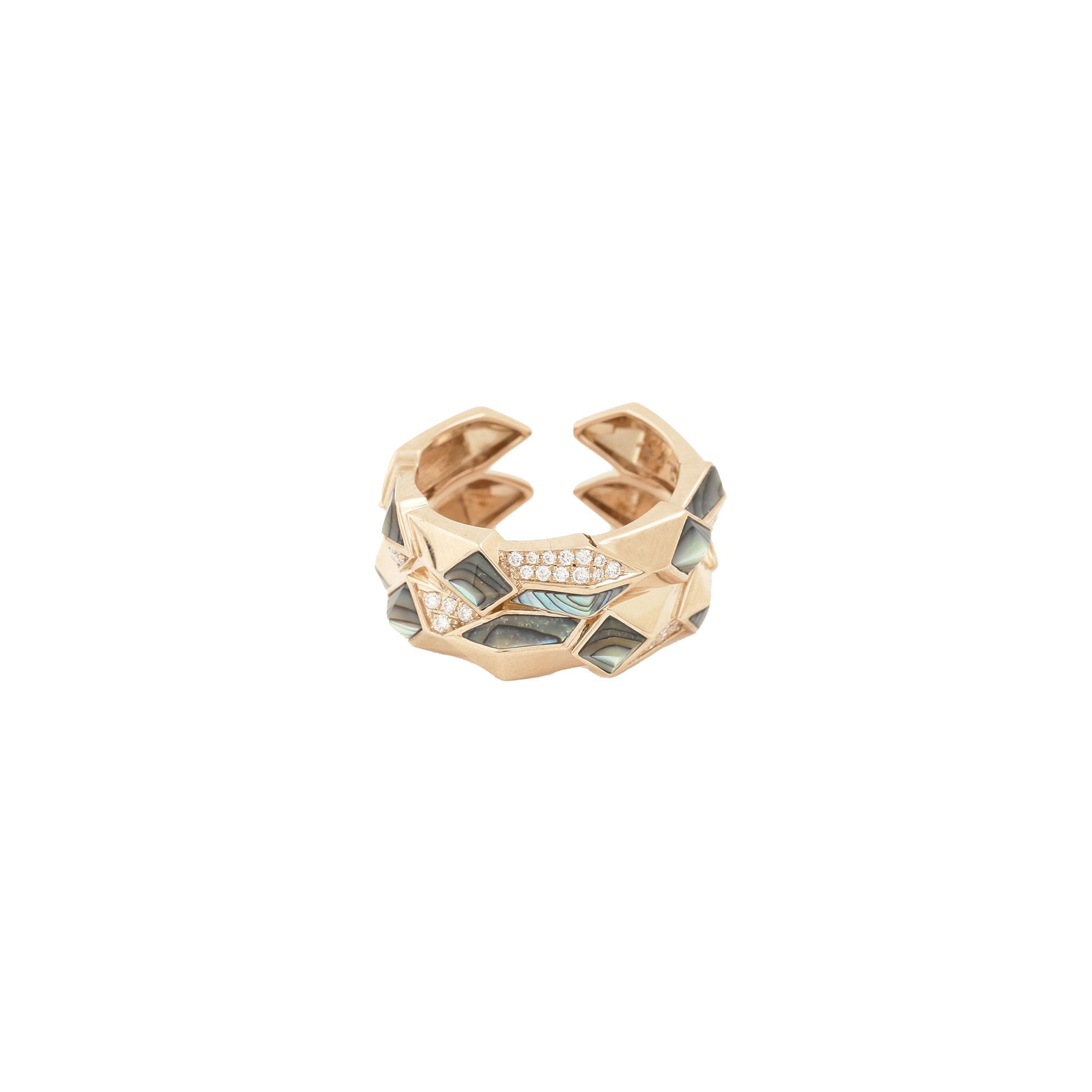 Abalone Edgy Double Ring