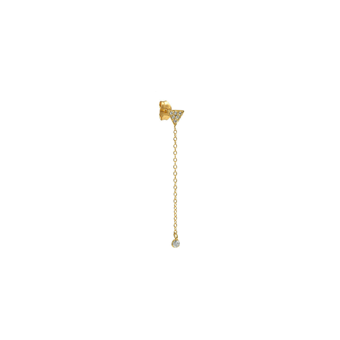 Triangle yellow gold earring