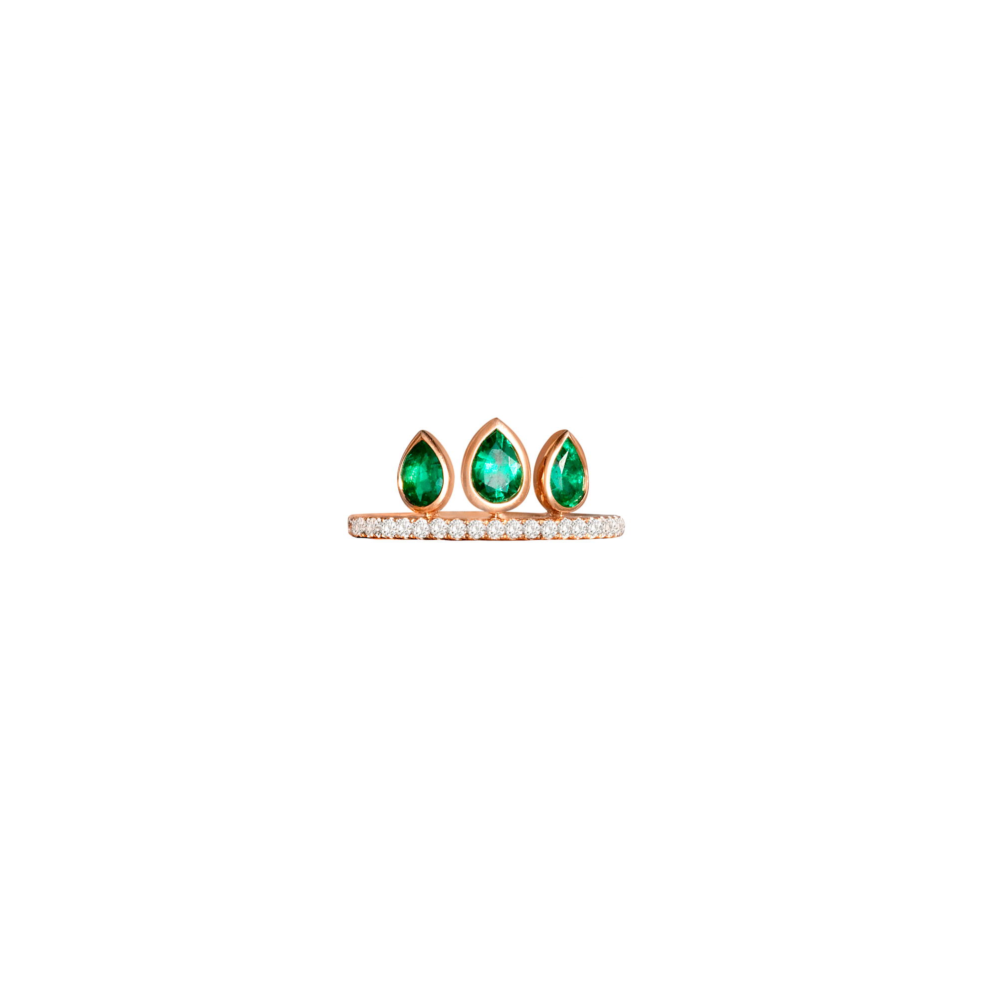 Emerald Pear Ibiza Ring Rose Gold