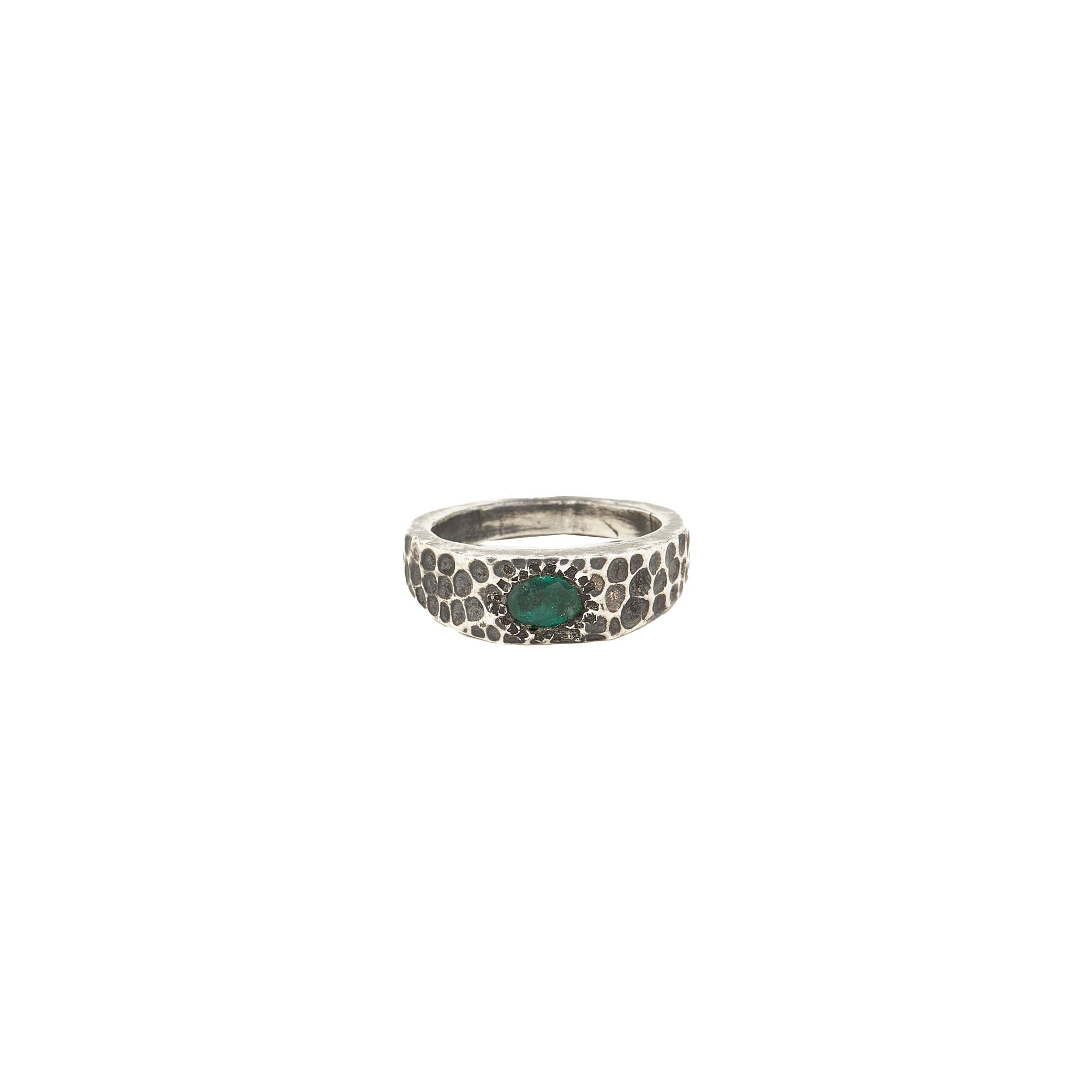 Hammered Emerald Ring