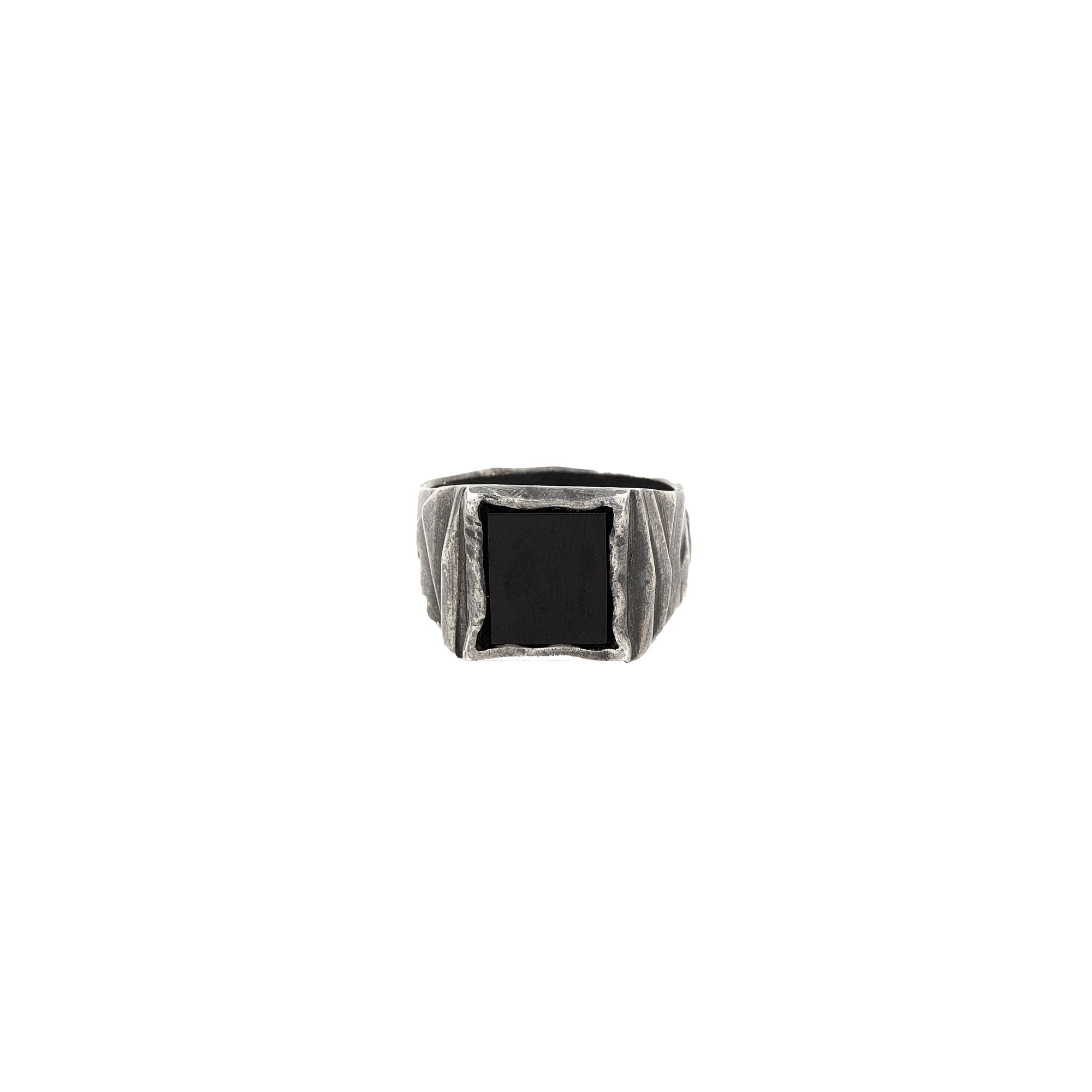 Silver Onyx Square Ring
