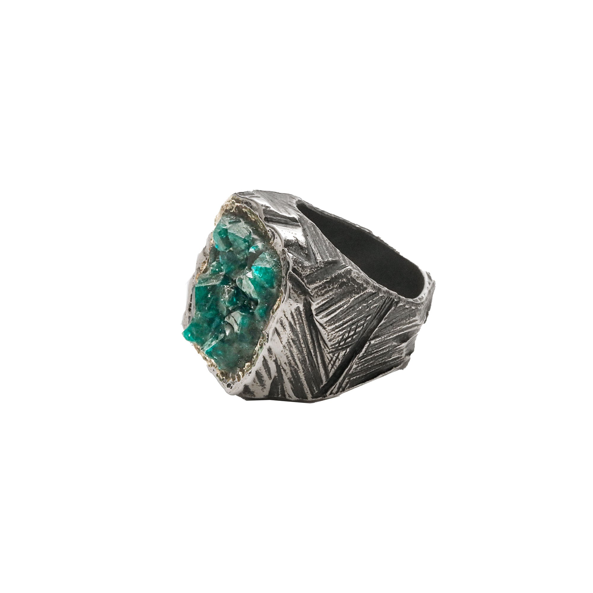 Emerald Striped Rectangular Ring