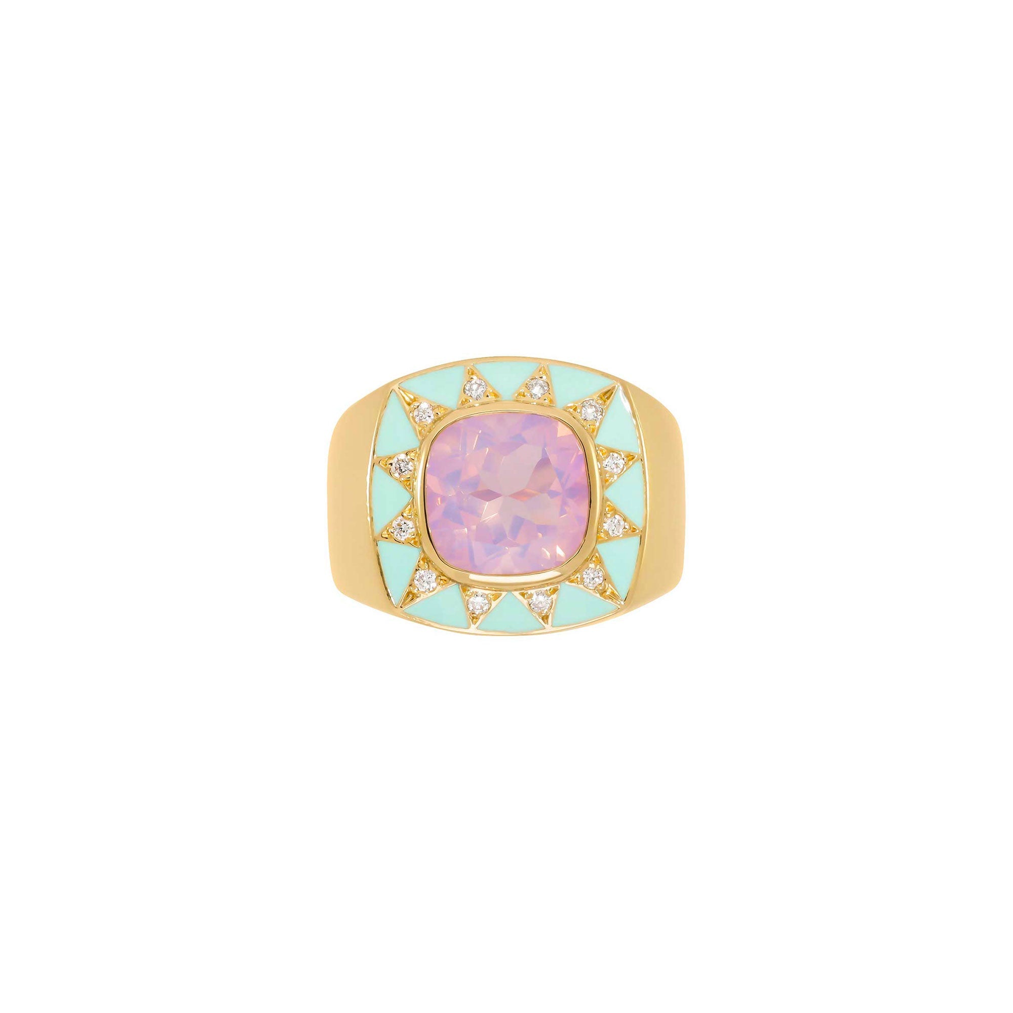 Lavender Quartz Stella Ring Diamonds