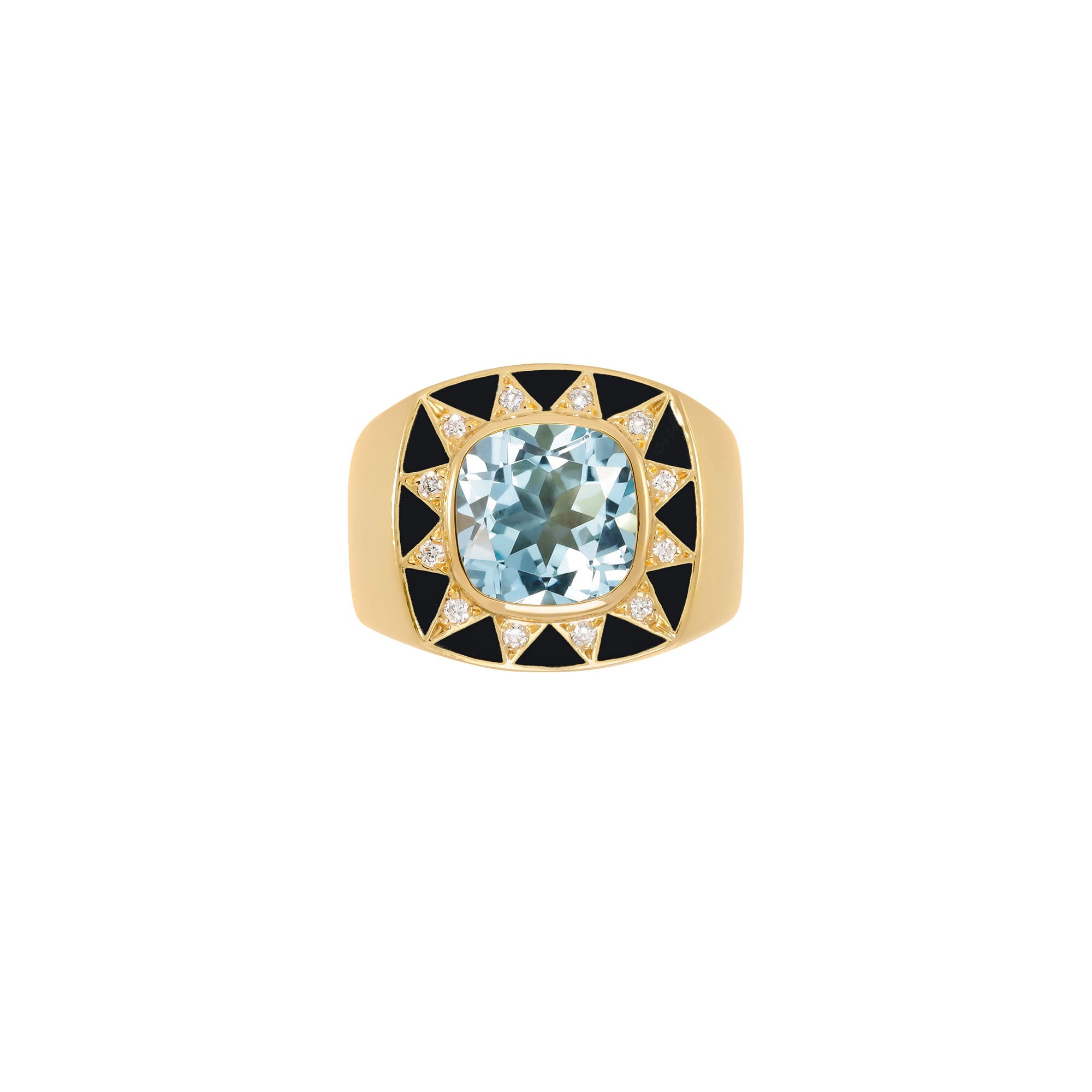 Blue Topaz Stella Ring Diamonds