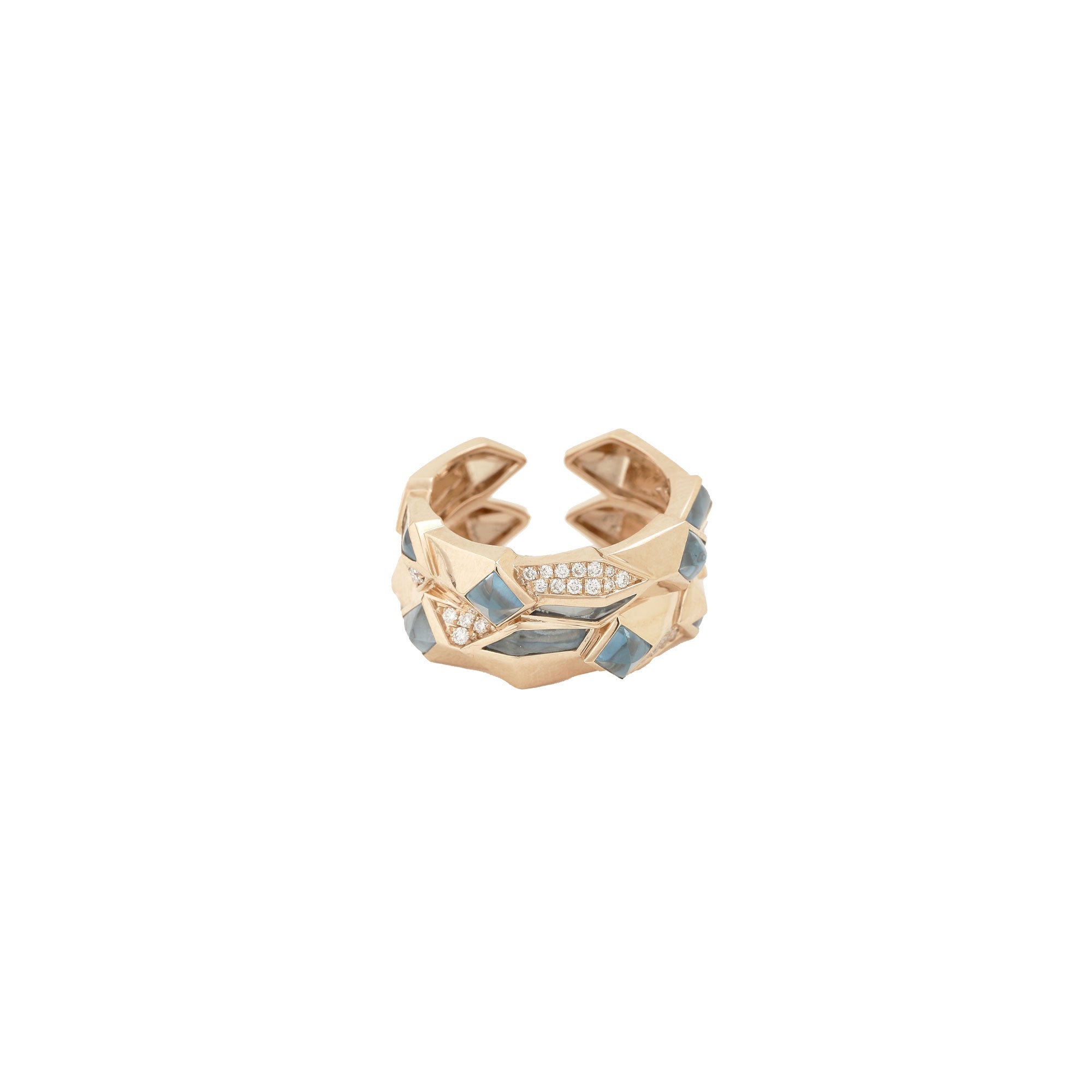 Blue Topaz Edgy Double Ring
