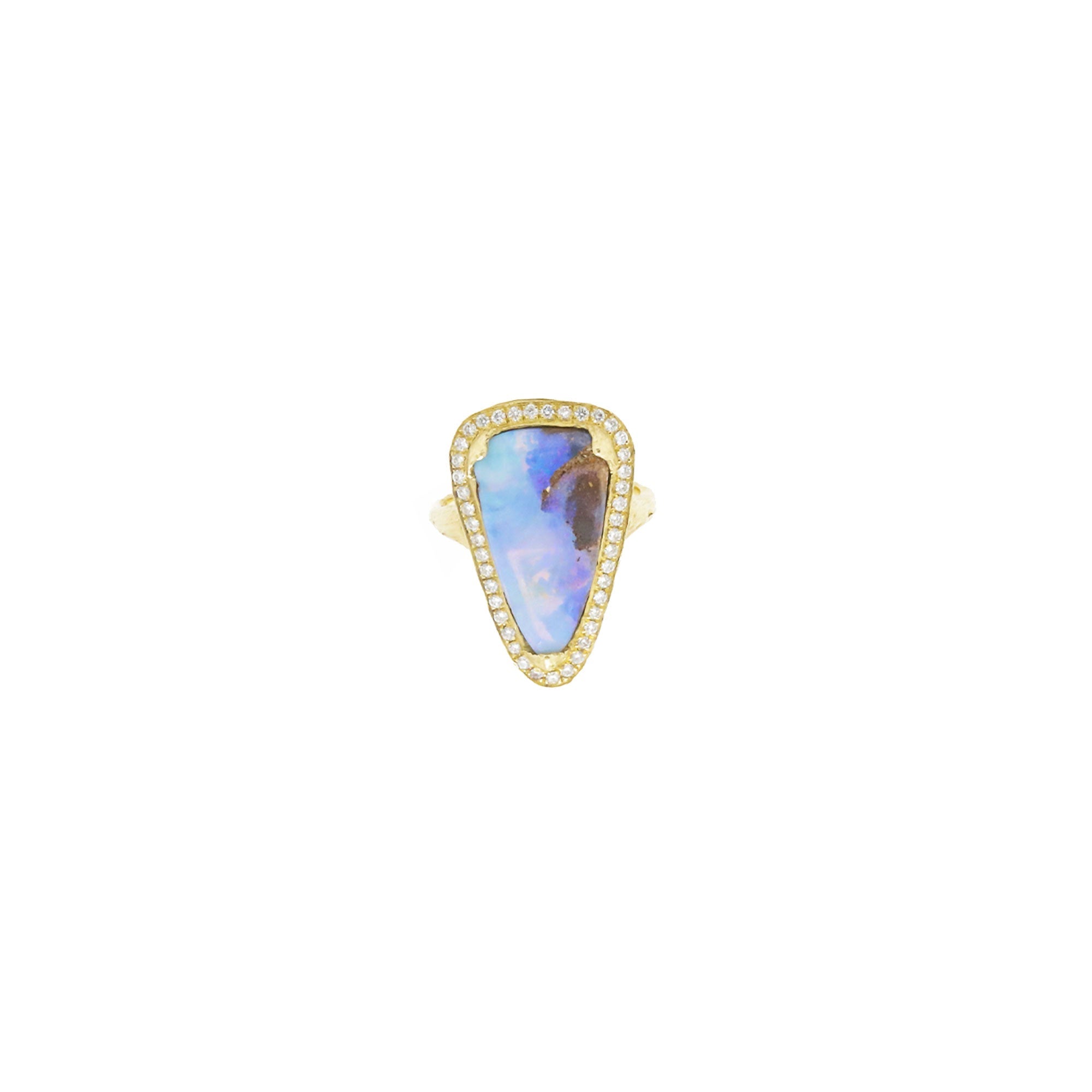Boulder Opal Ring with Pave Diamond Halo
