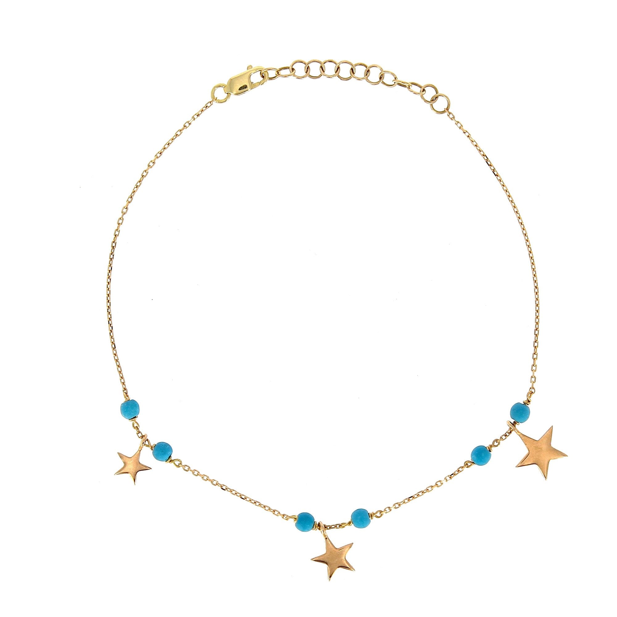 3 Stars Anklet Bracelet Turquoise