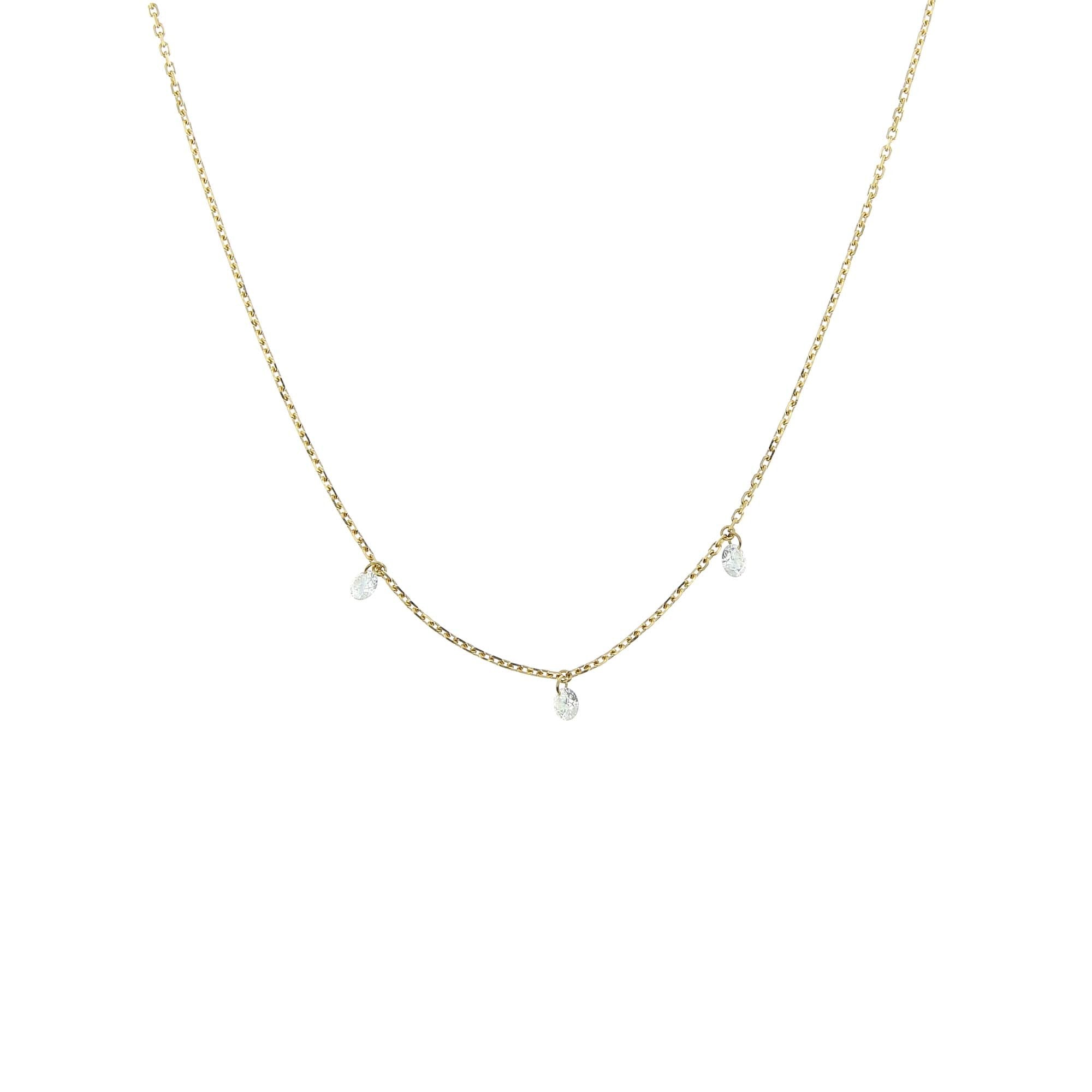3mm yellow gold necklace pendant diamonds