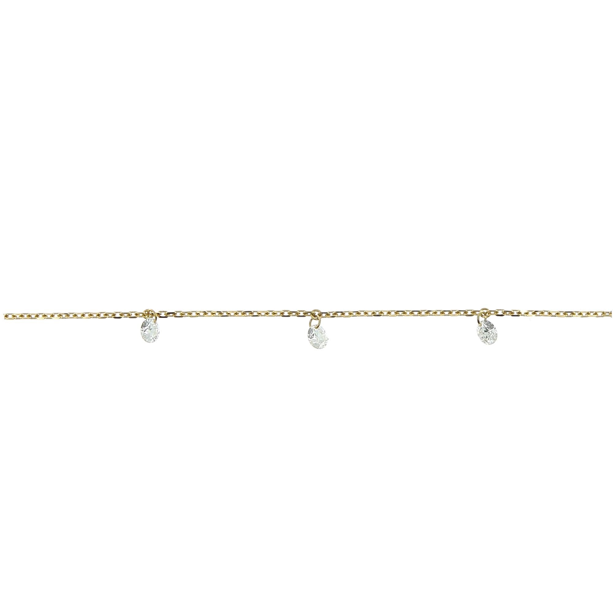 3mm yellow gold necklace pendant diamonds