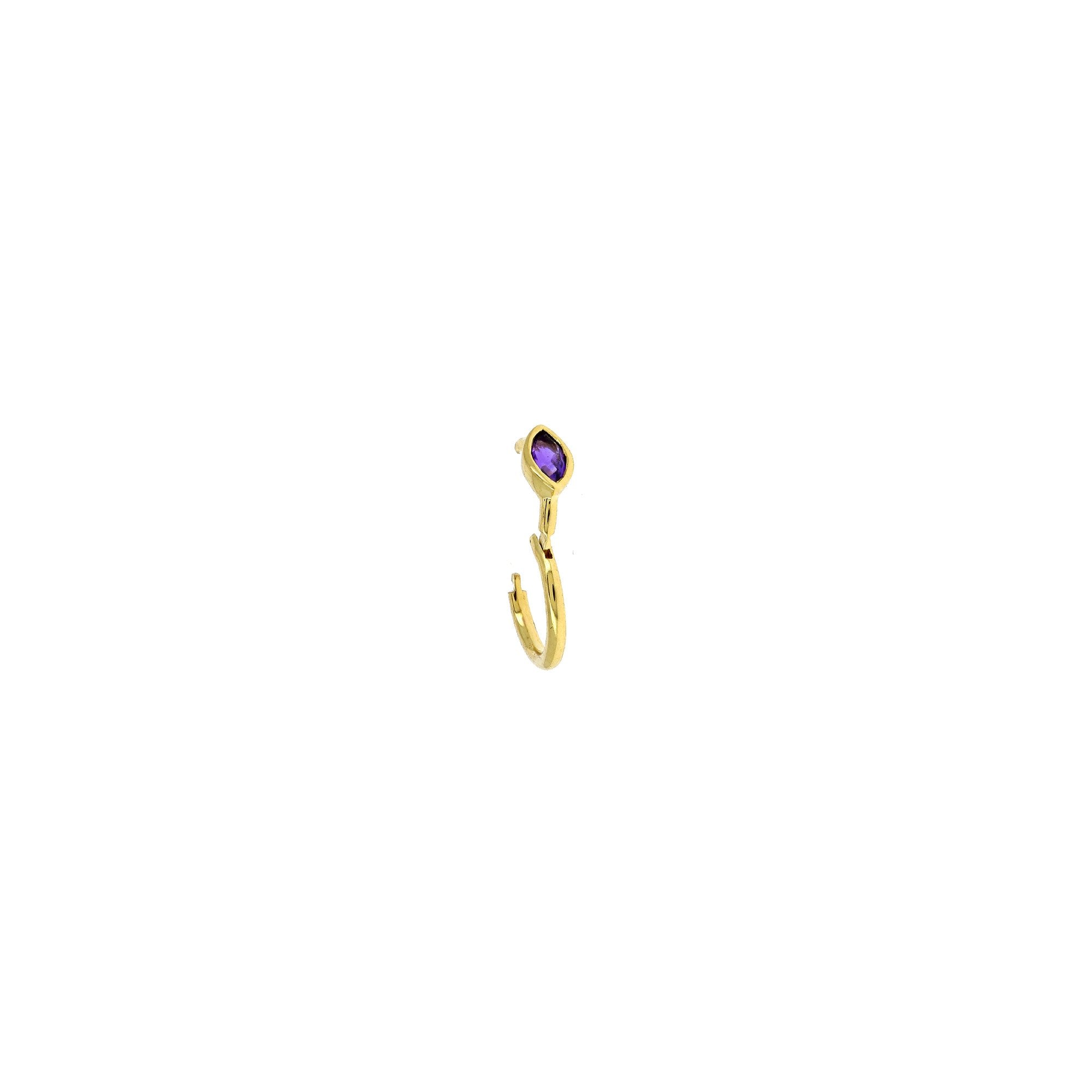 Amethyst Marquise 3x2mm 6.5mm Hoop Yellow Gold