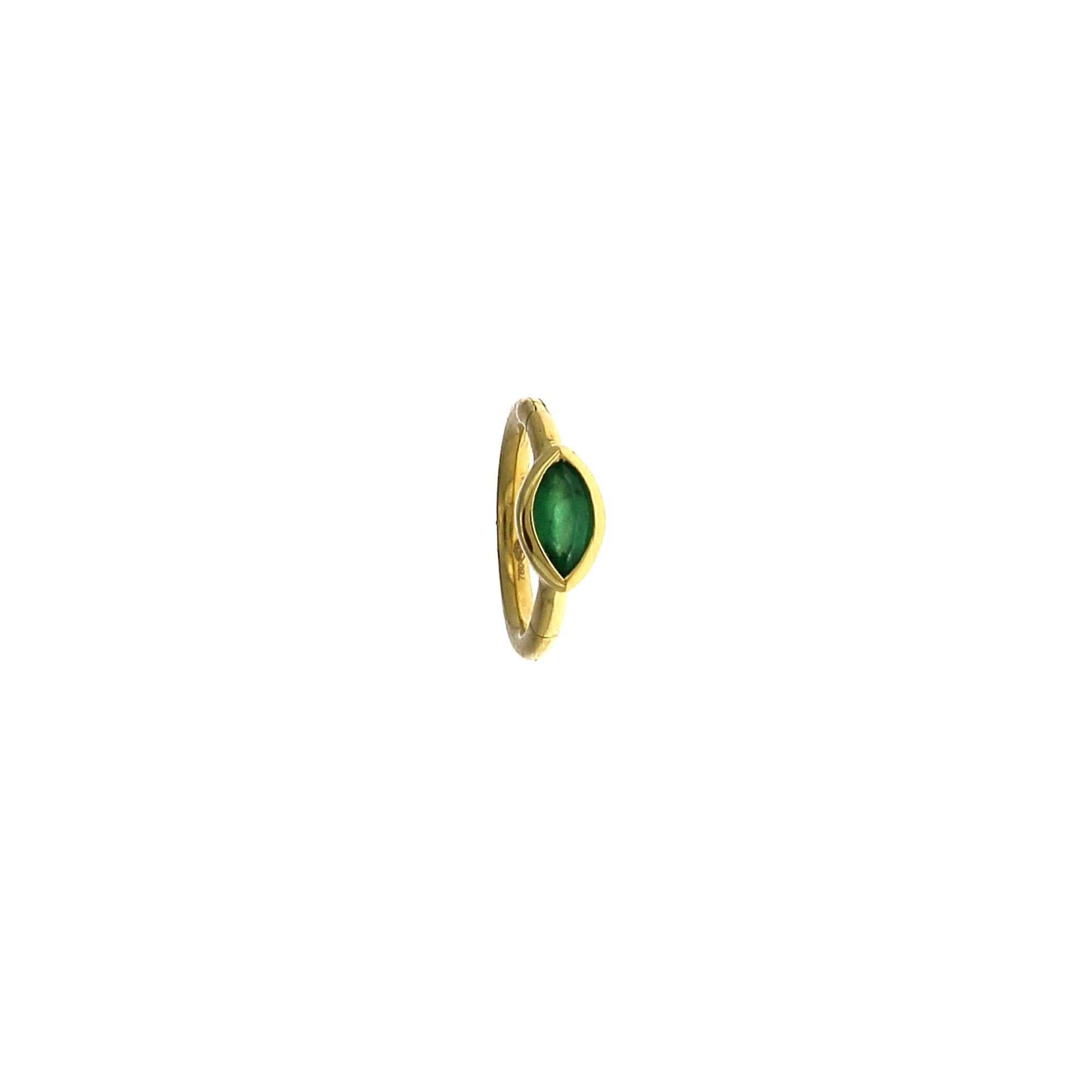 Emerald Marquise 3x2mm 6.5mm Hoop Yellow Gold