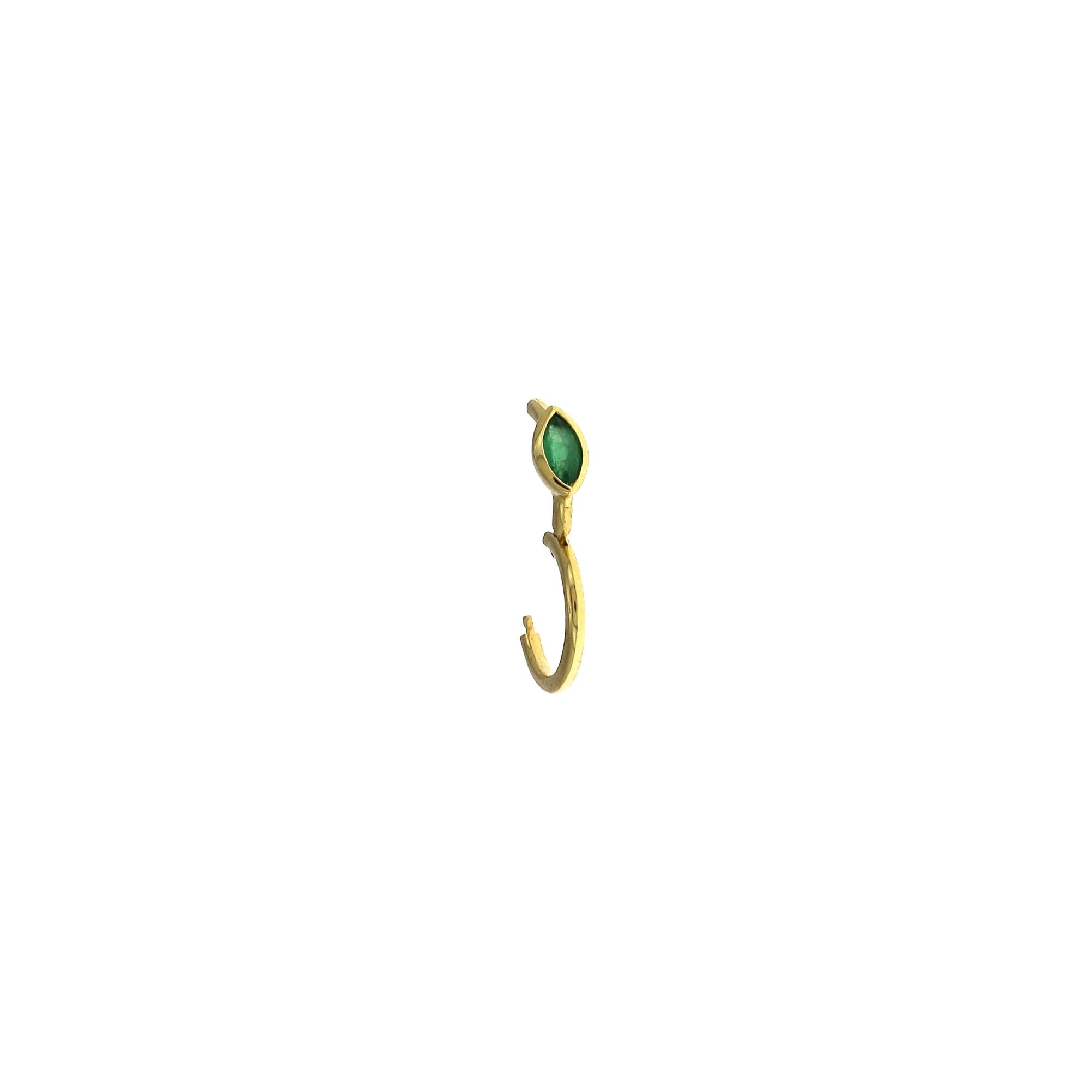 Emerald Marquise 3x2mm 6.5mm Hoop Yellow Gold