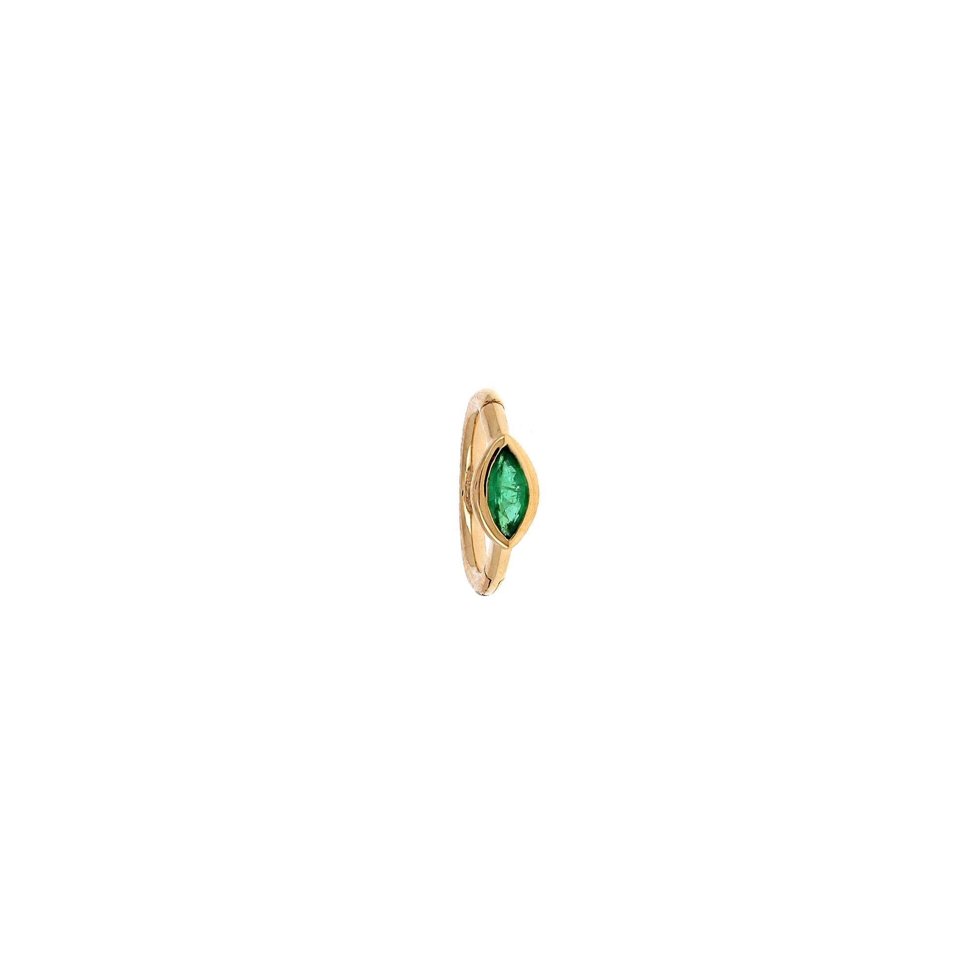 Emerald MArquise 3x2mm 6.5mm Hoop Rose Gold