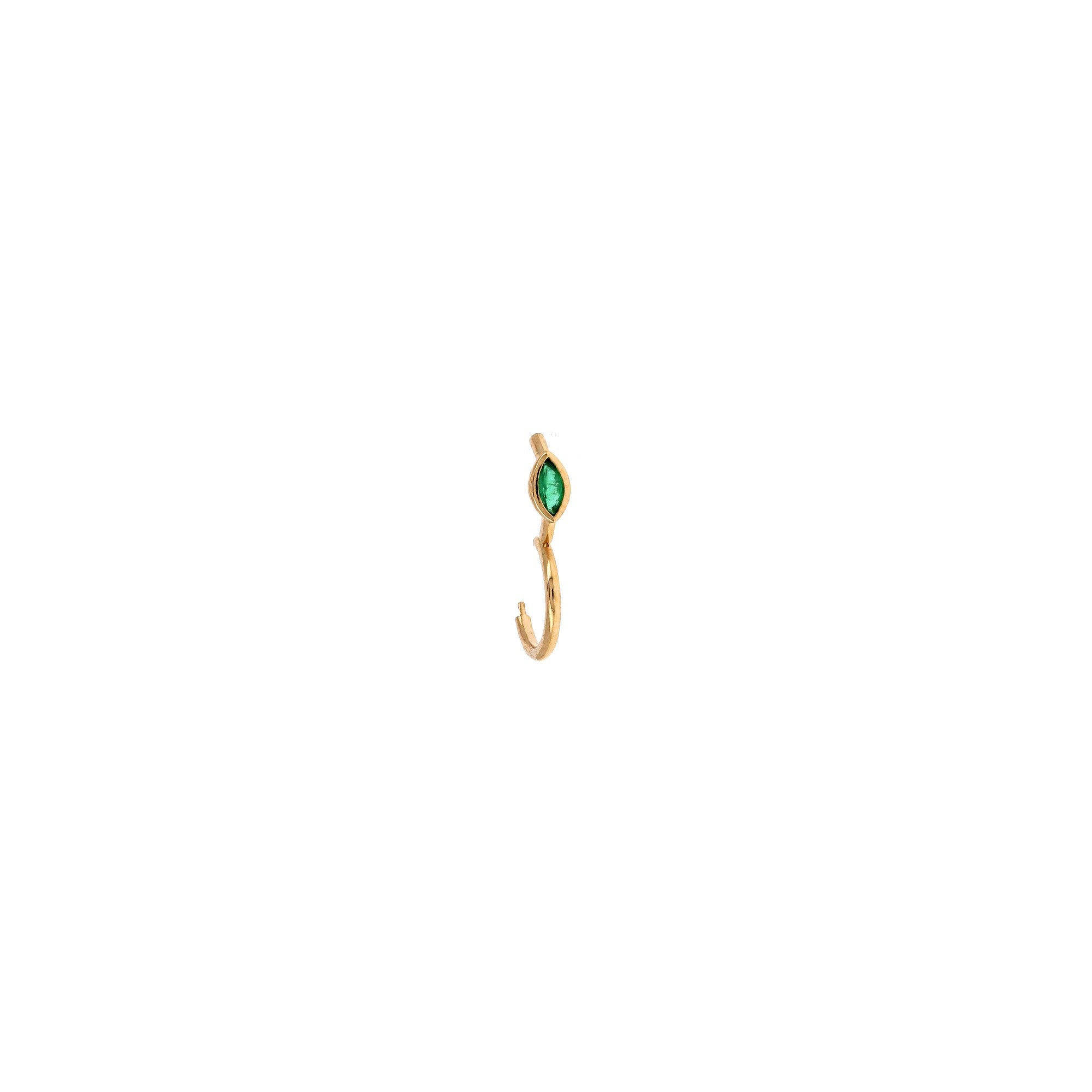 Emerald MArquise 3x2mm 6.5mm Hoop Rose Gold