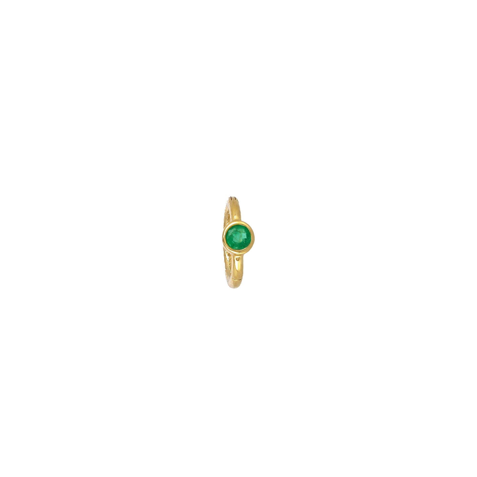 6.5mm 2.5mm Emerald Hoop Yellow Gold