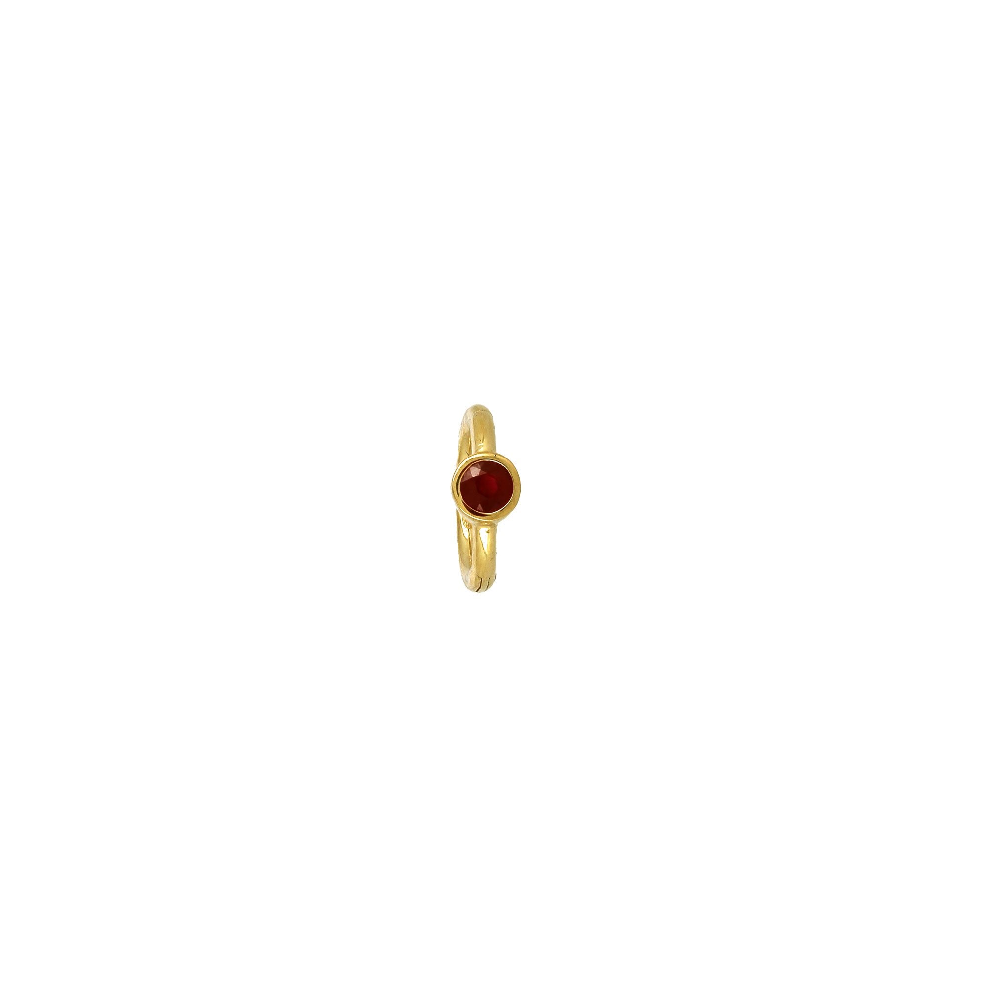 6.5mm 2.5mm Ruby Hoop Yellow Gold