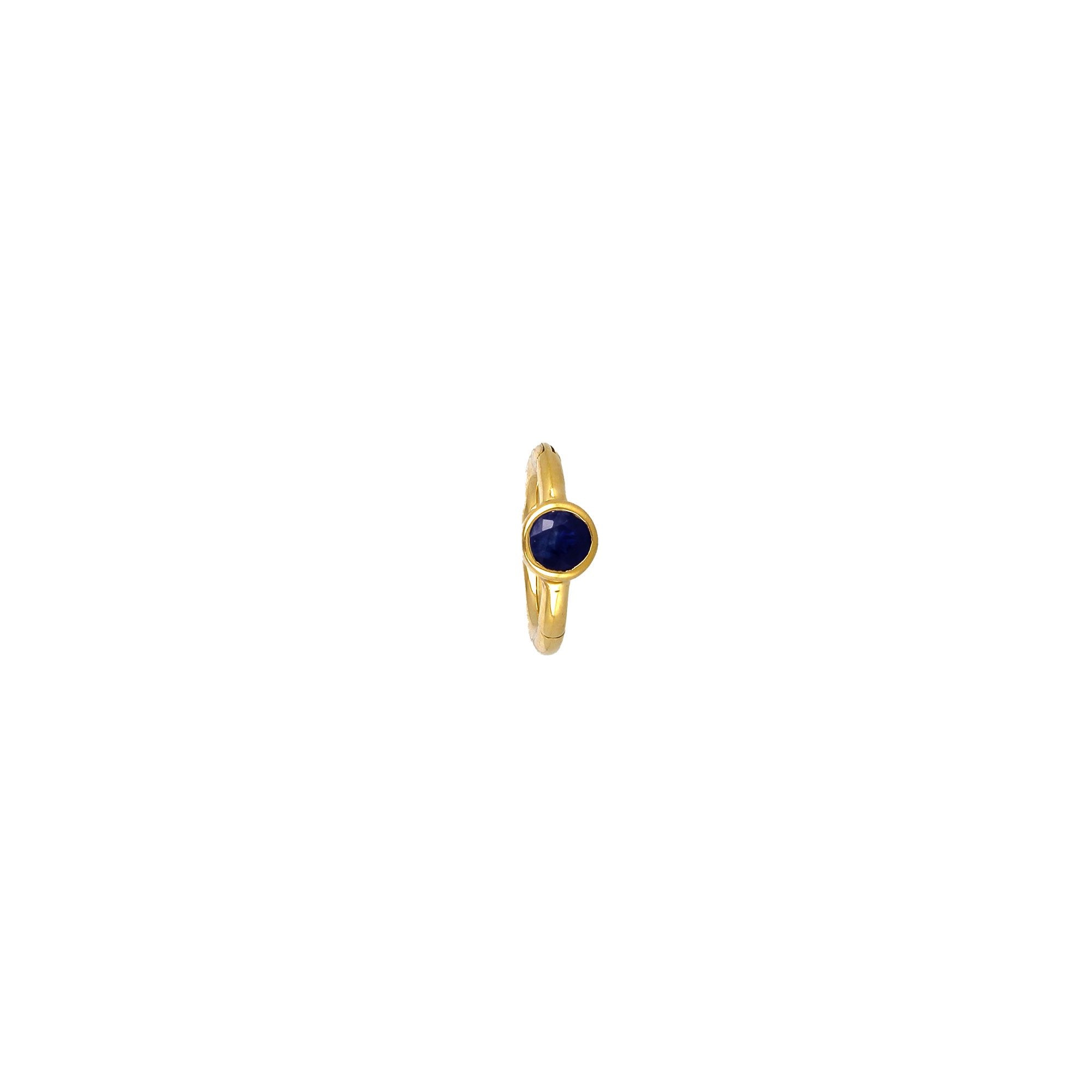 6.5mm 2.5mm Blue Sapphire Hoop Yellow Gold