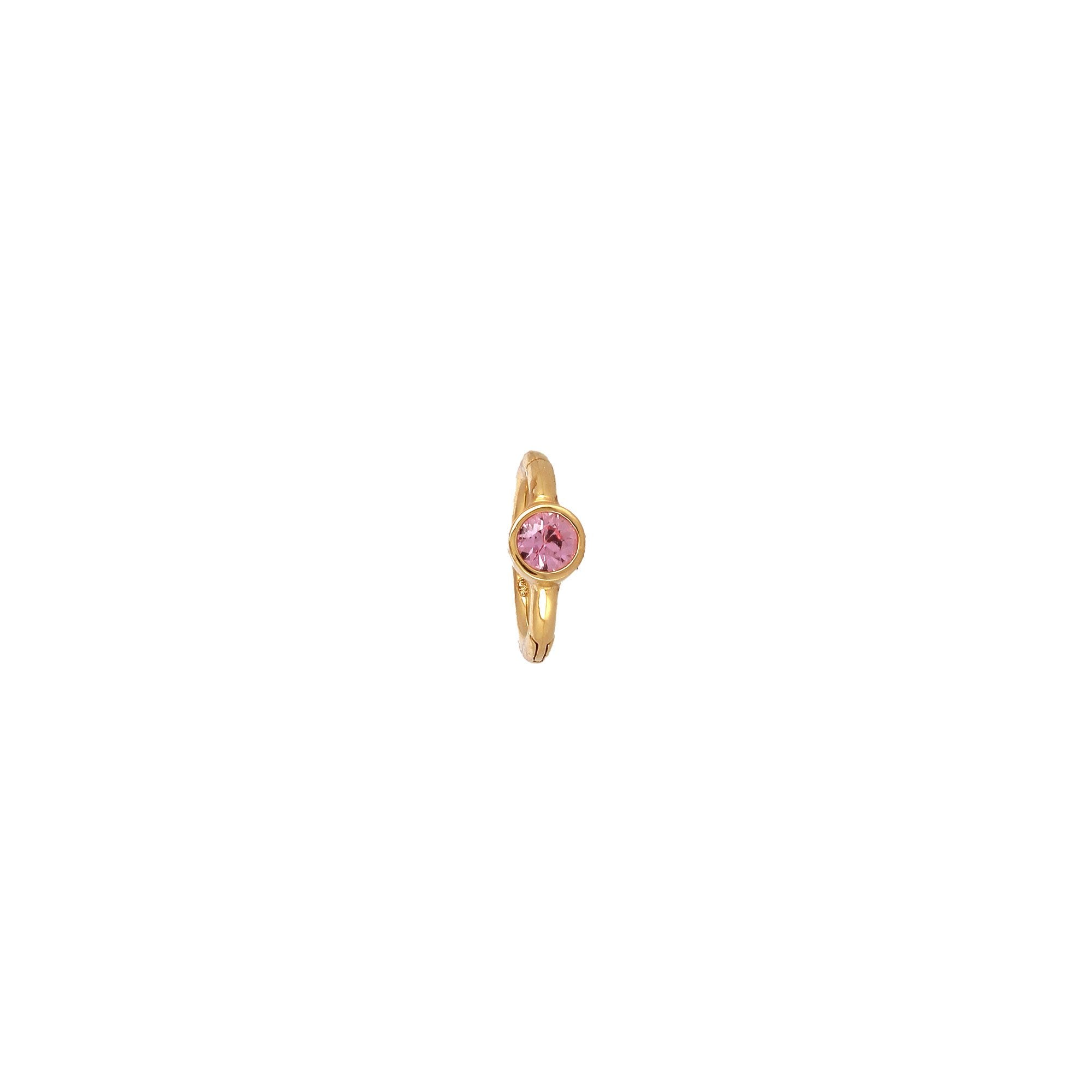 6.5mm 2.5mm Pink Sapphire Hoop Yellow Gold