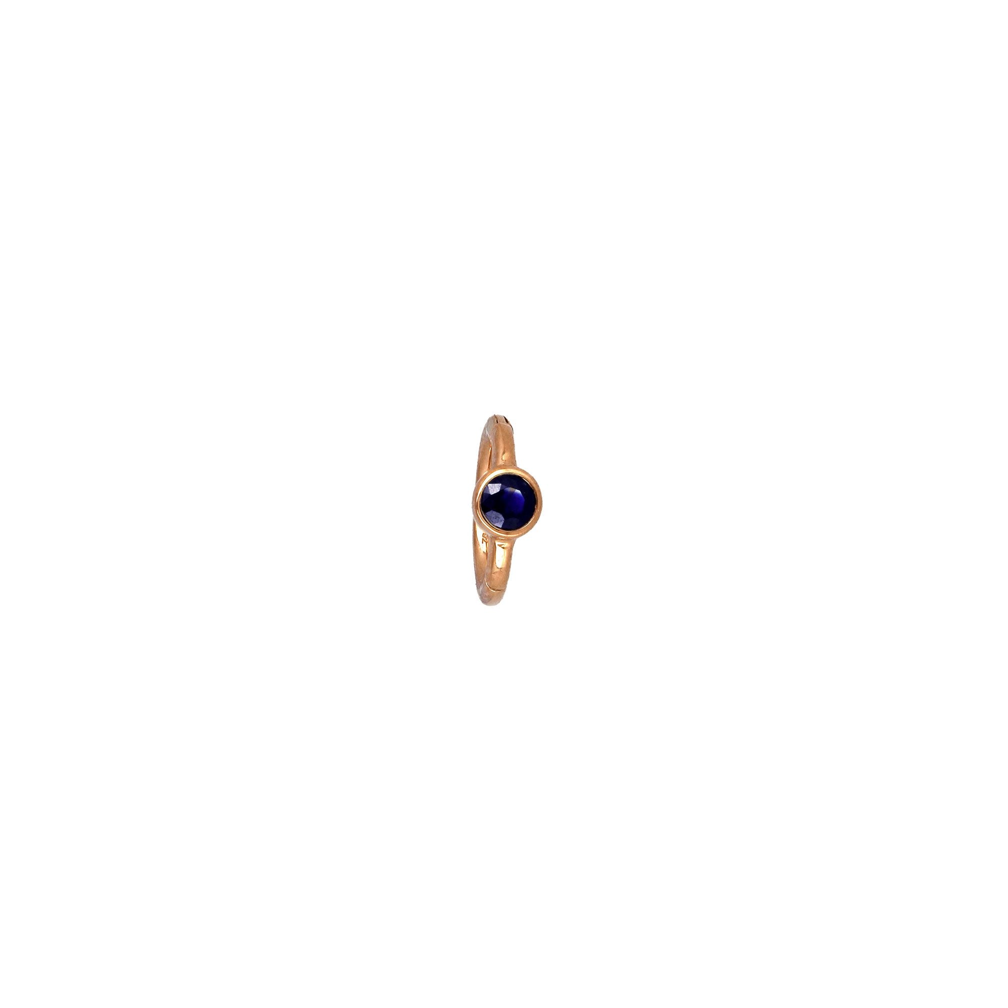 6.5mm 2.5mm Blue Sapphire Hoop Rose Gold