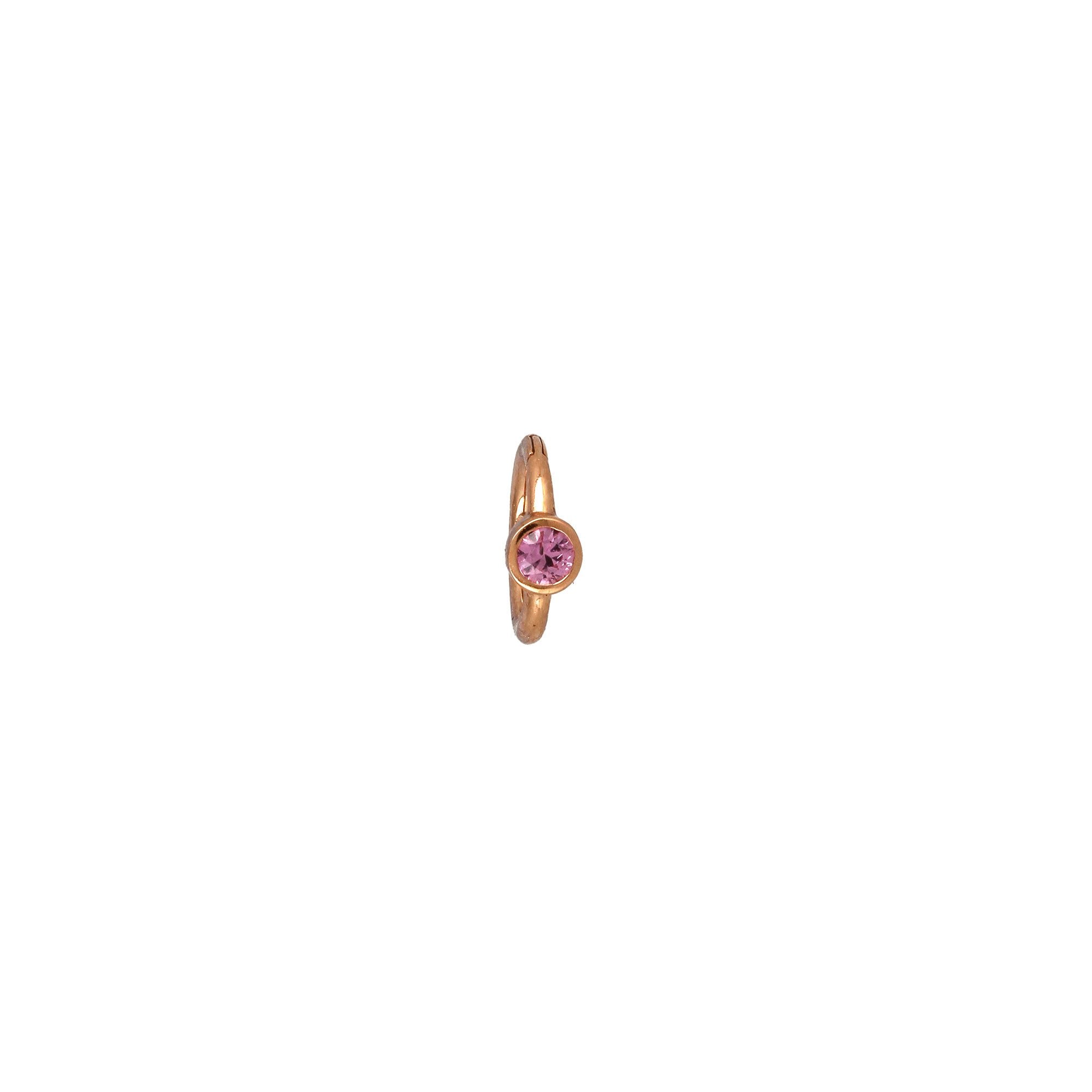 6.5mm 2.5mm Pink Sapphire Hoop Rose Gold