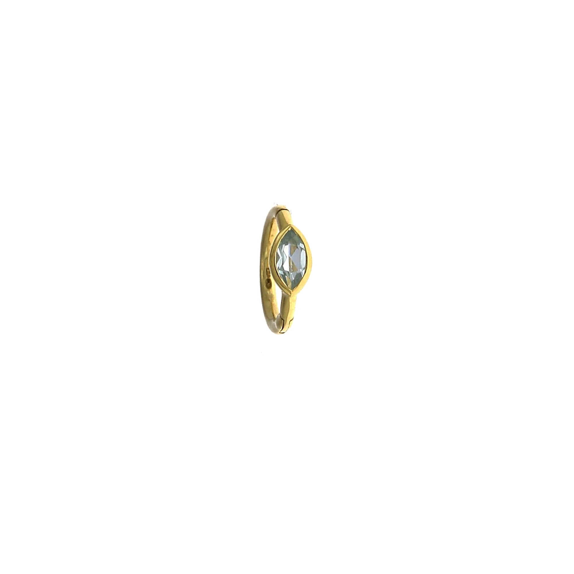Blue Topaz Marquise 3x2mm 6.5mm Hoop Yellow Gold